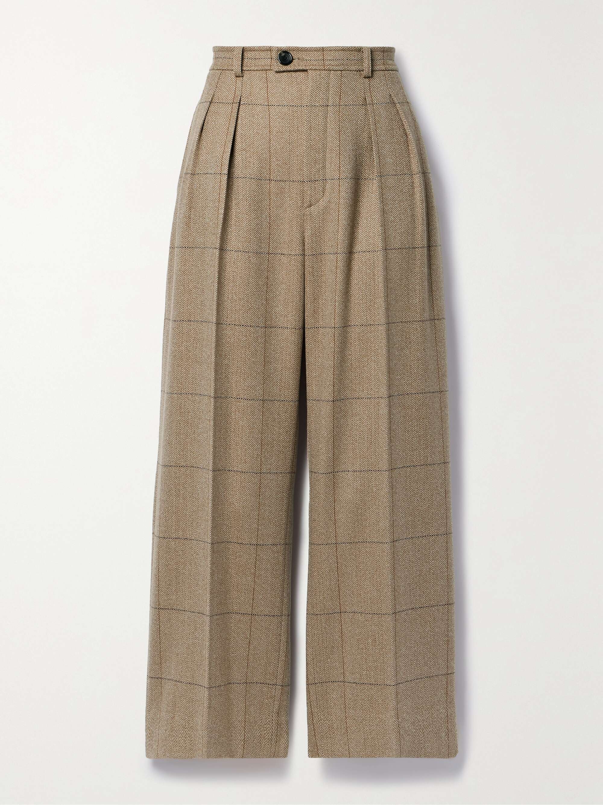 Yurik checked herringbone cashmere straight-leg pants view