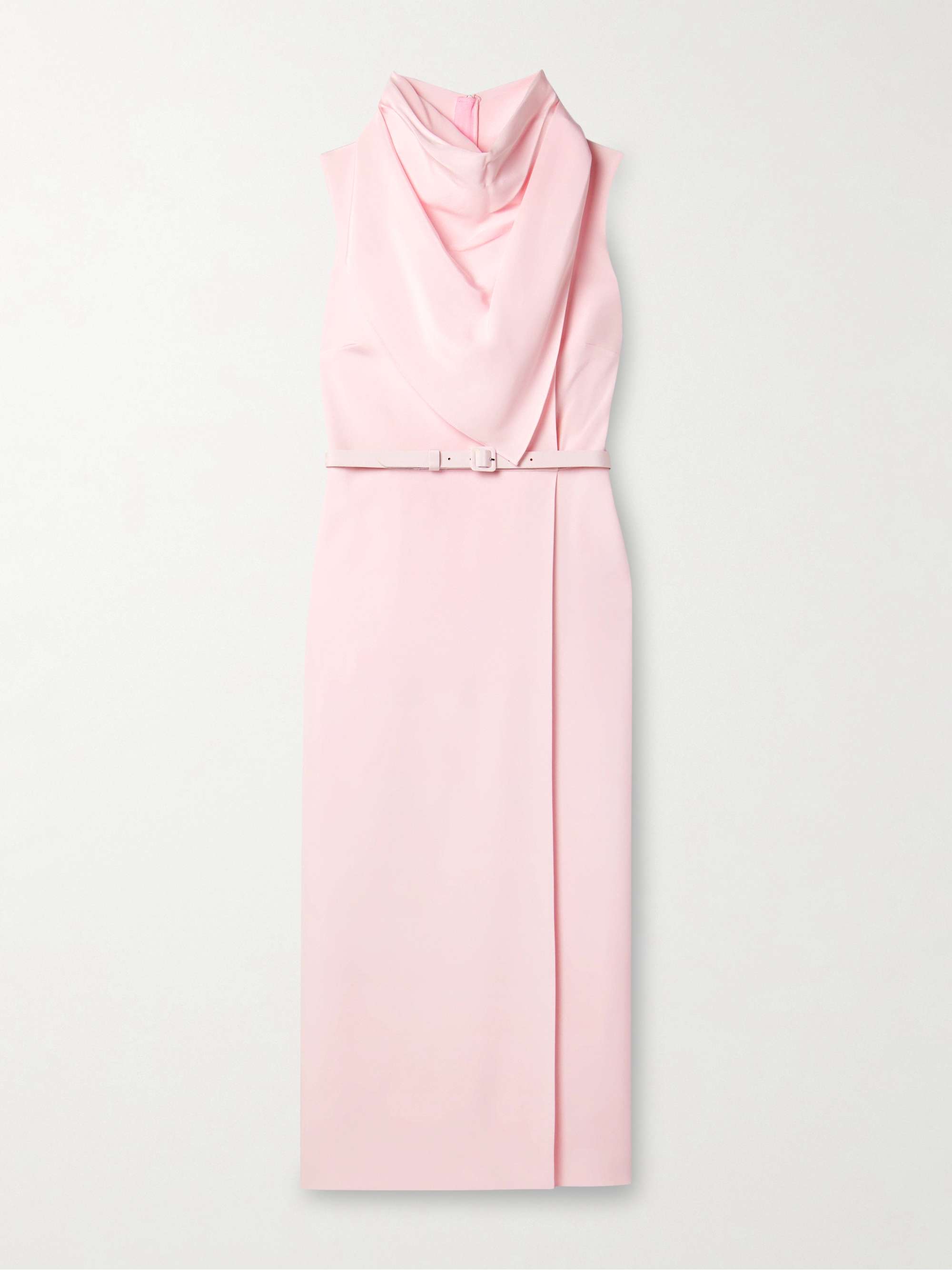 Belted draped silk-crepe midi dress view