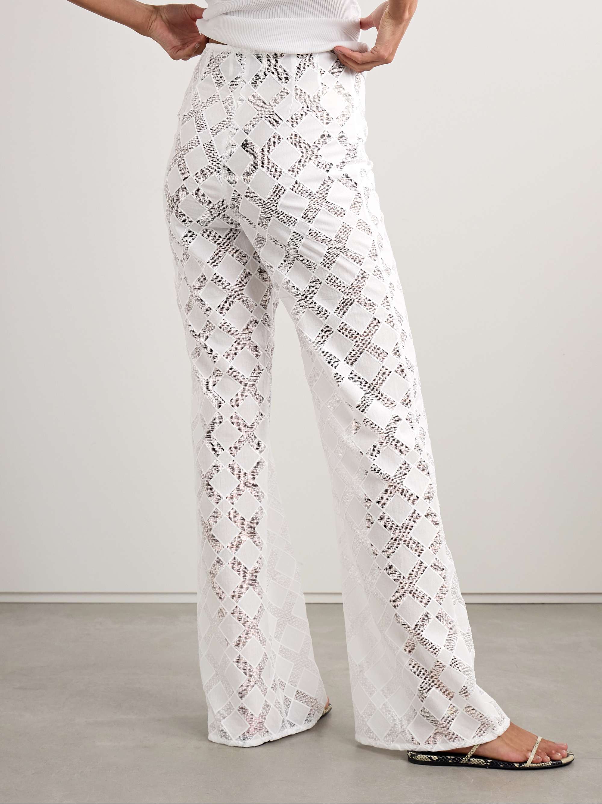 Kaia paneled gauze and voile straight-leg pants view