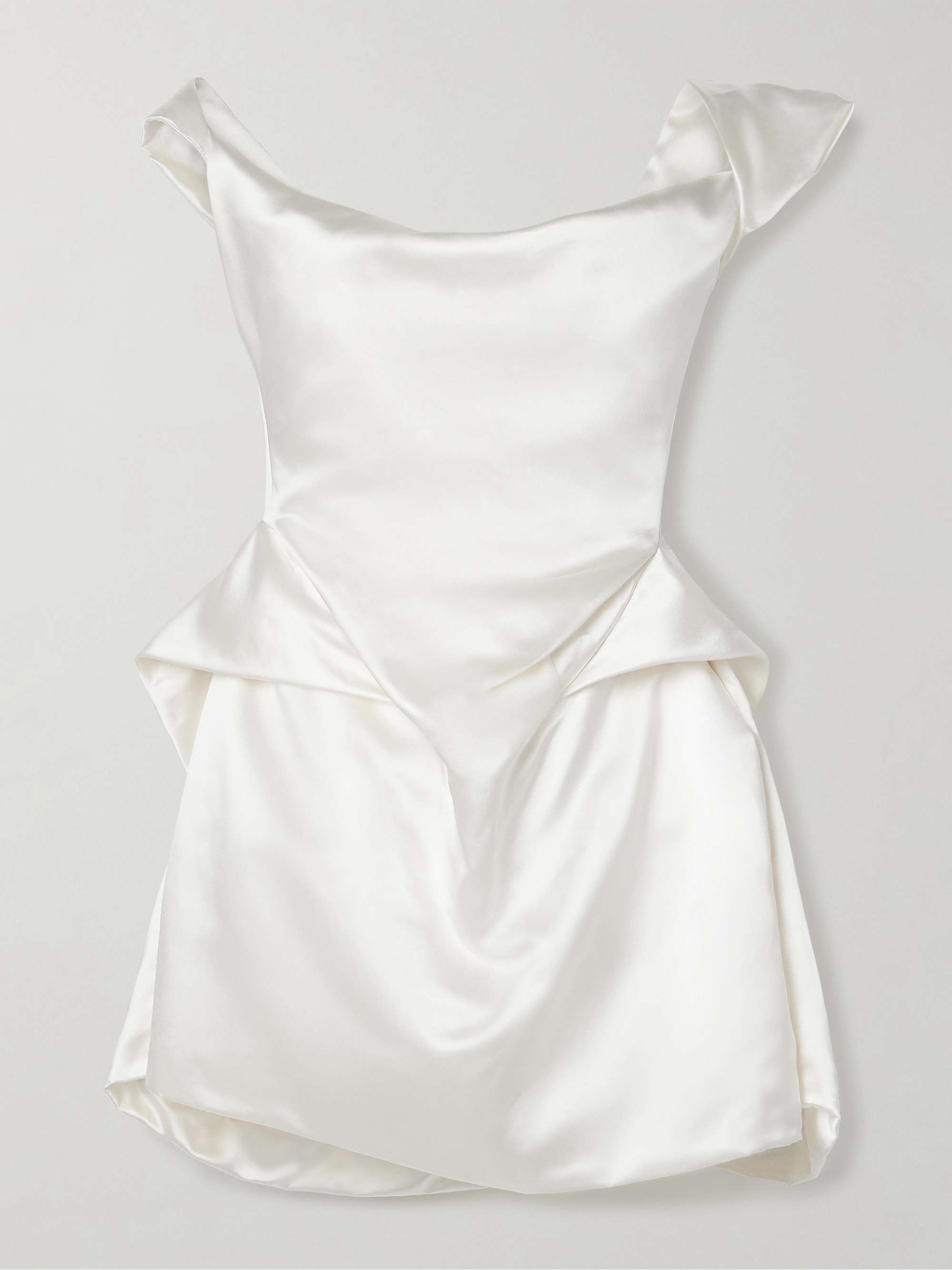 Aurora off-the-shoulder draped silk-satin mini dress view