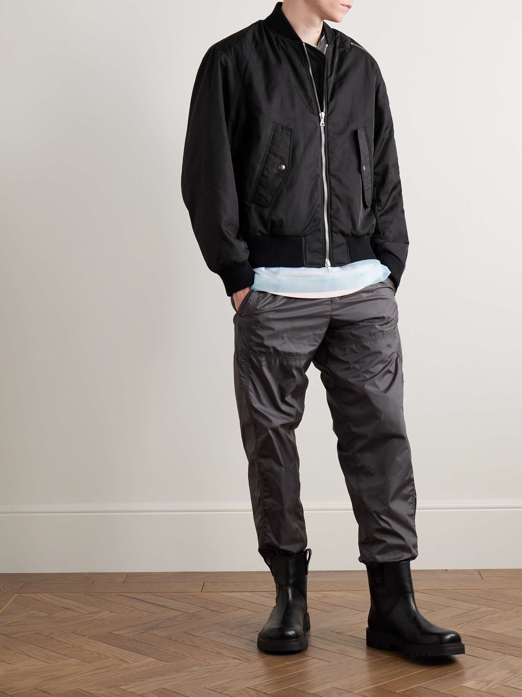 Zip-Detailed Shell Bomber Jacket view