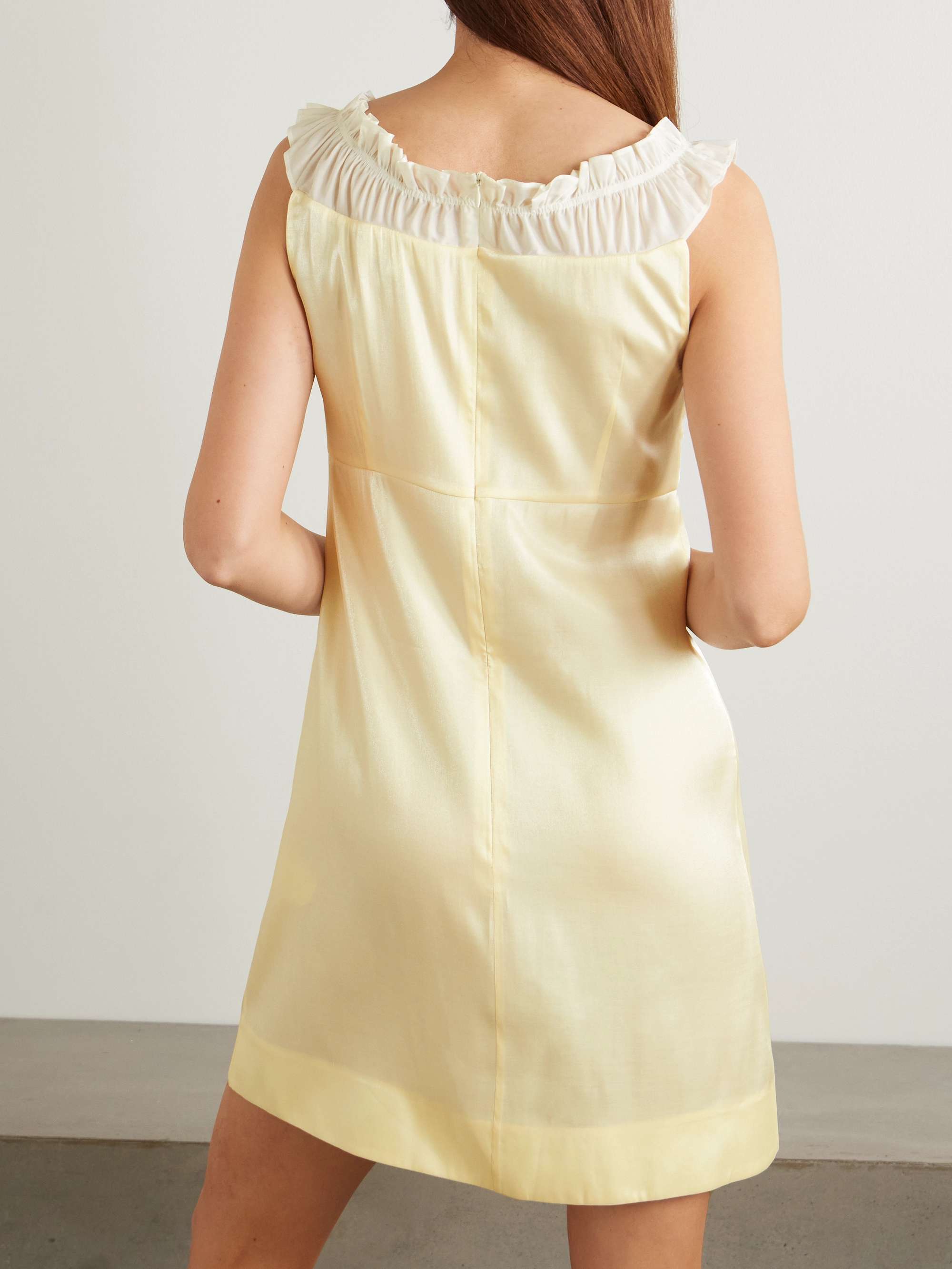 Ruffled chiffon-trimmed satin mini dress view