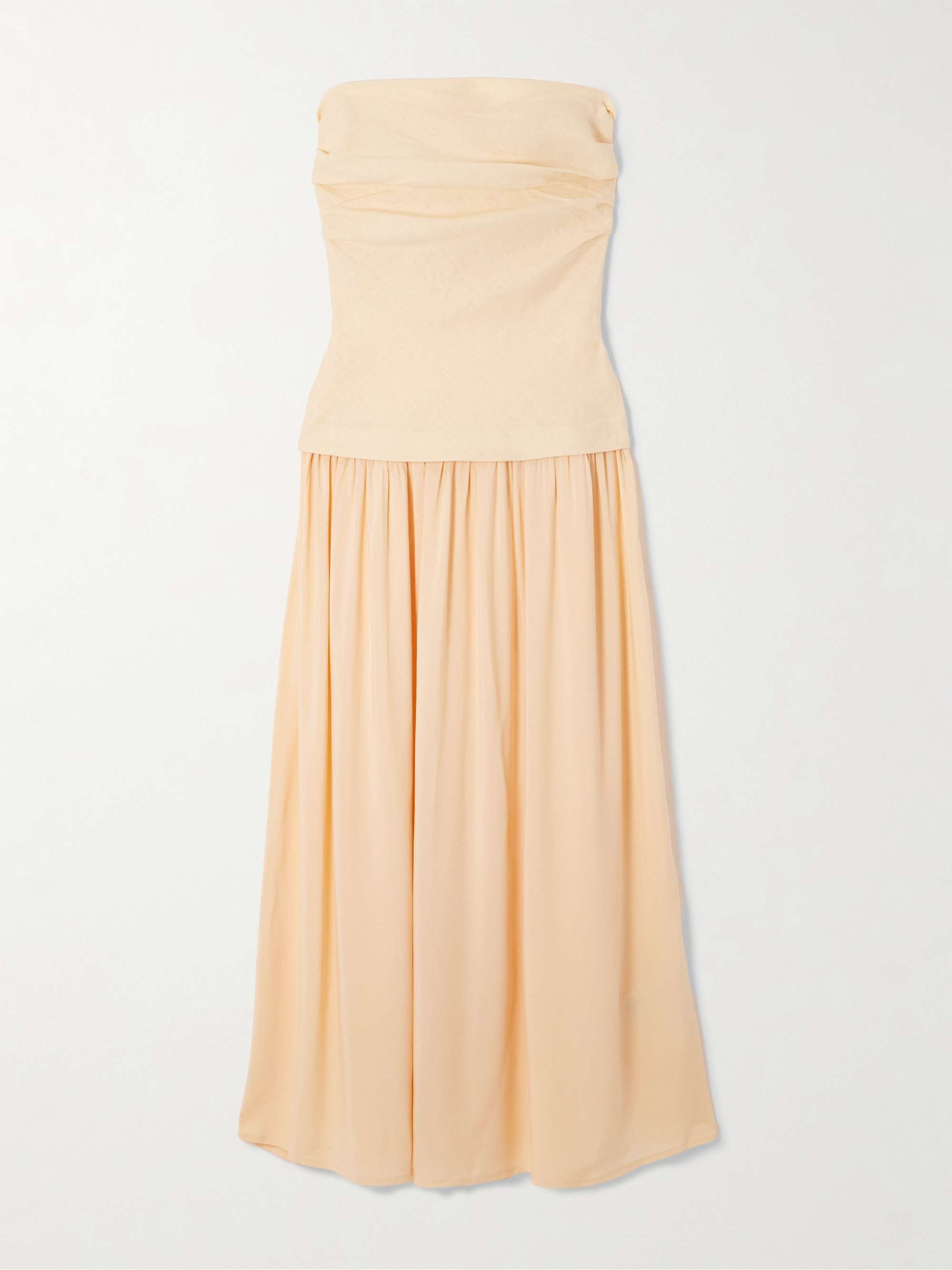 Hedy strapless gathered linen and voile maxi dress view