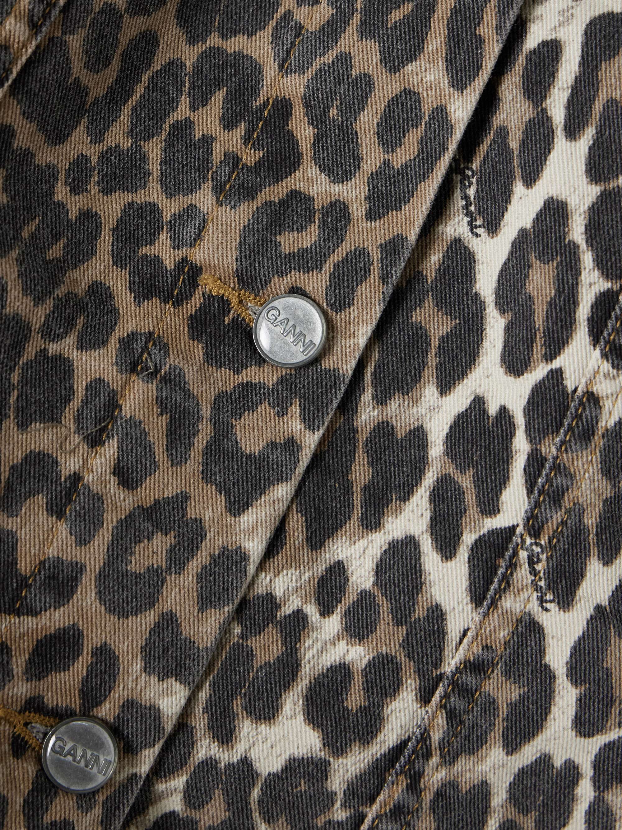 Leopard-print denim jacket view
