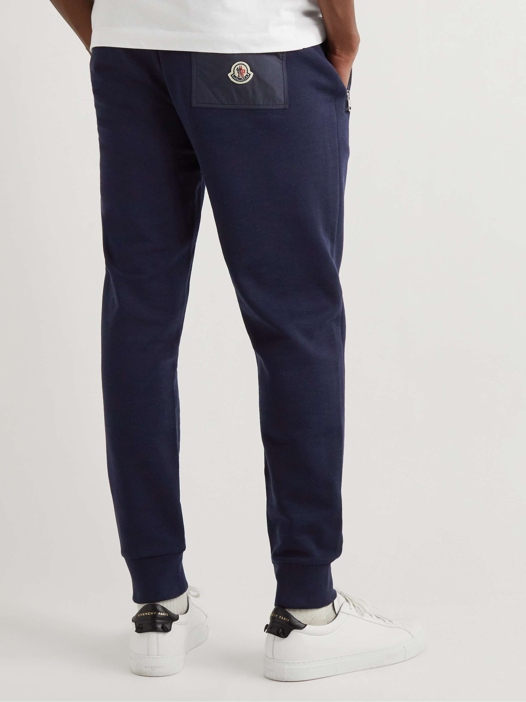 Tapered Logo-Appliquéd Shell-Trimmed Cotton-Jersey Sweatpants view
