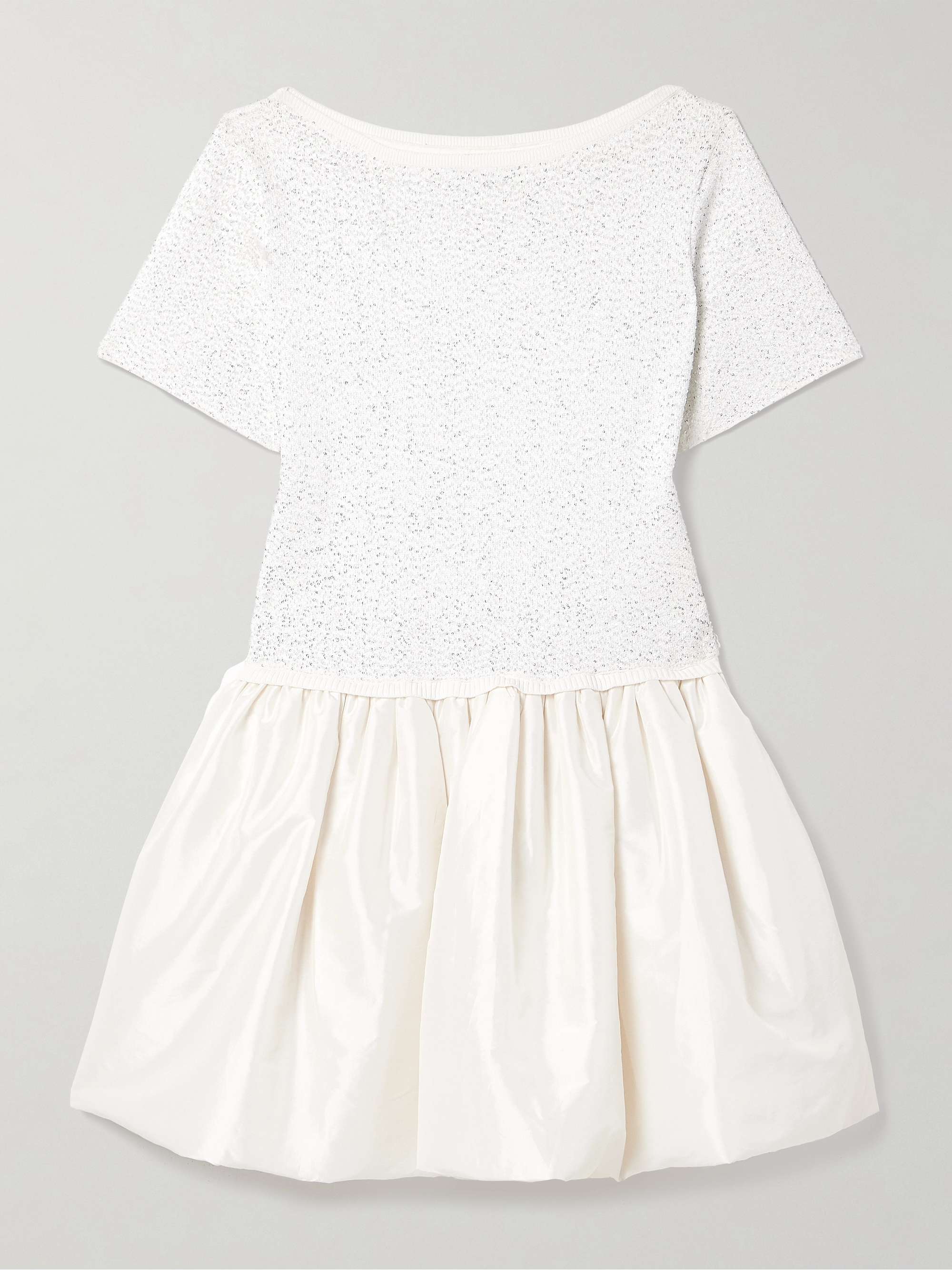 Kenz sequin-embellished stretch-knit and gathered taffeta mini dress view