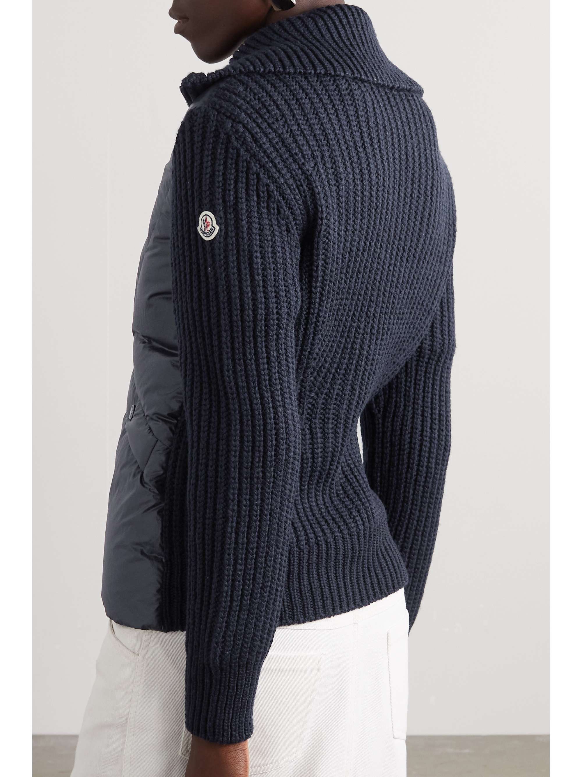 Ribbed wool-blend and quilted shell down jacket view