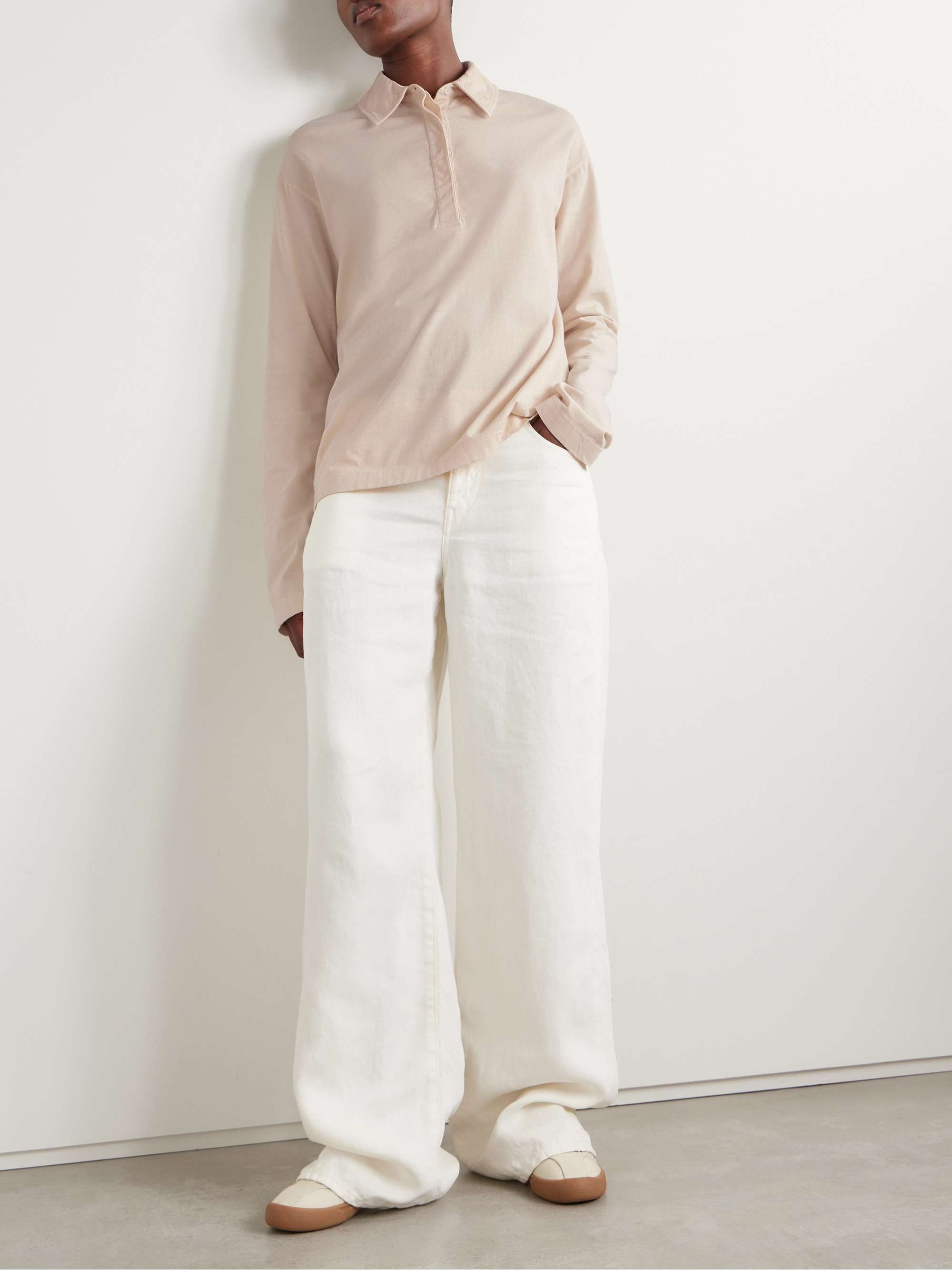 Roddie brushed cotton-jersey polo shirt view