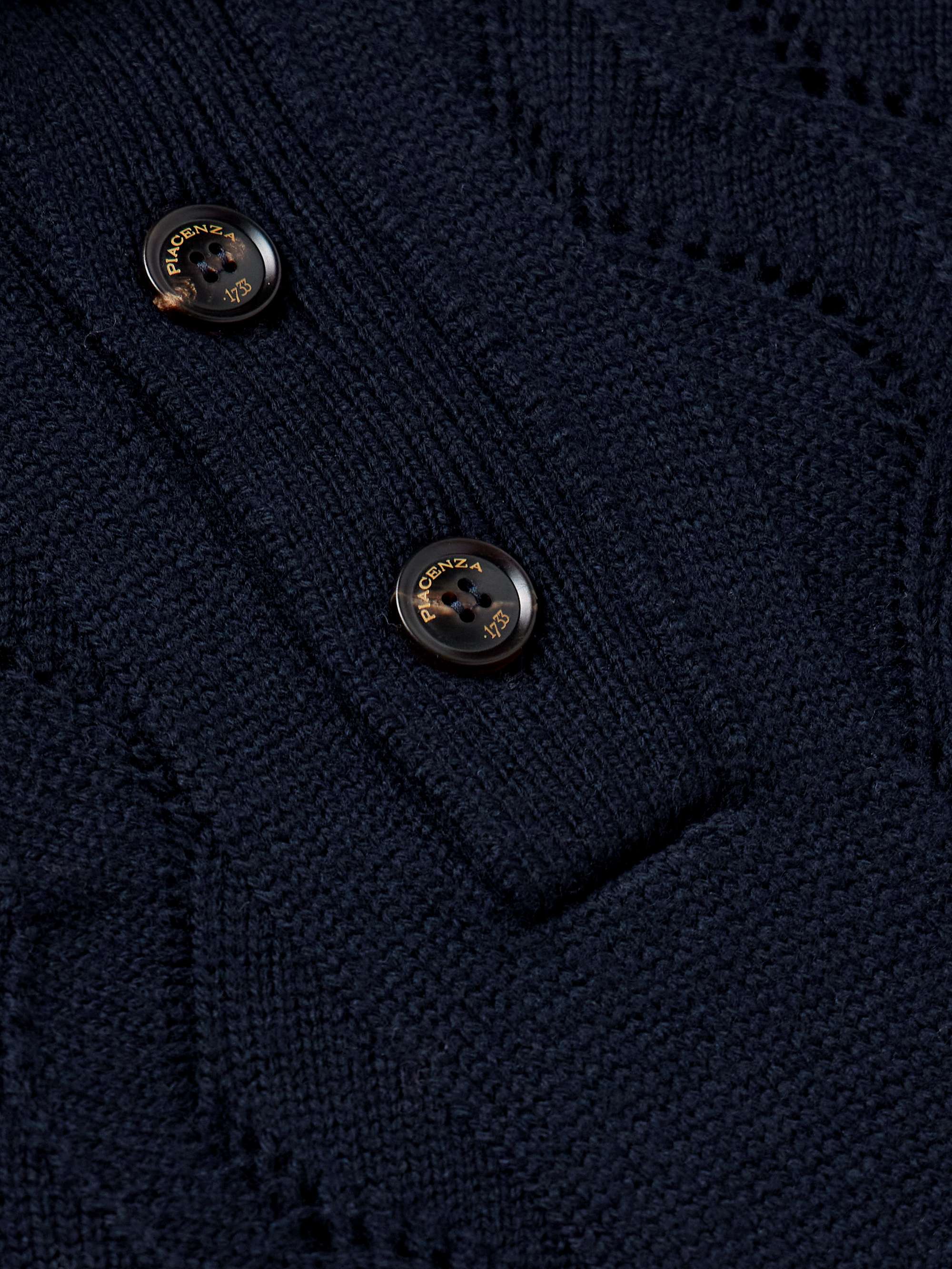 Pointelle-Knit Virgin Wool Polo Shirt view