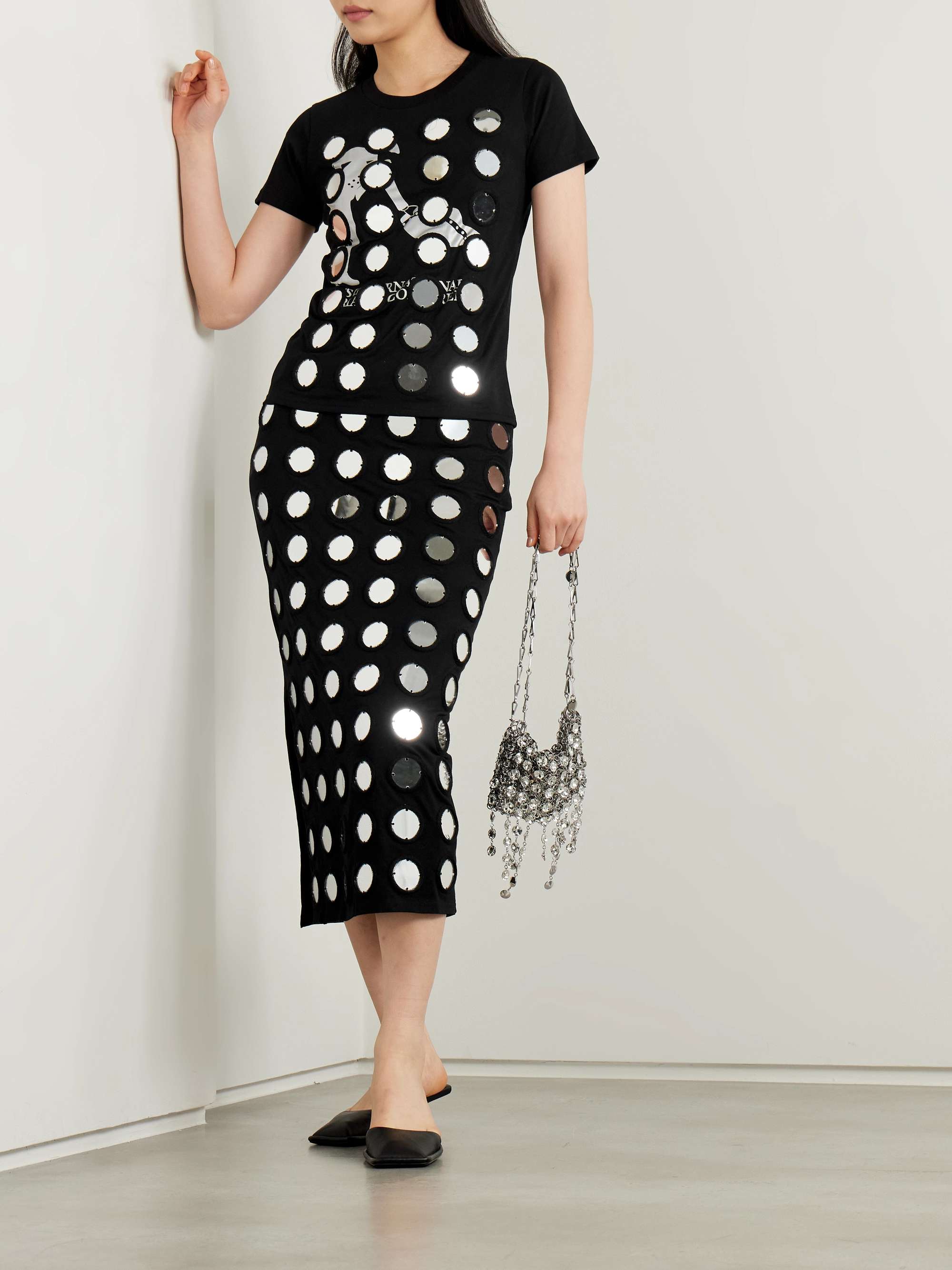 Embellished printed cotton-jersey T-shirt view