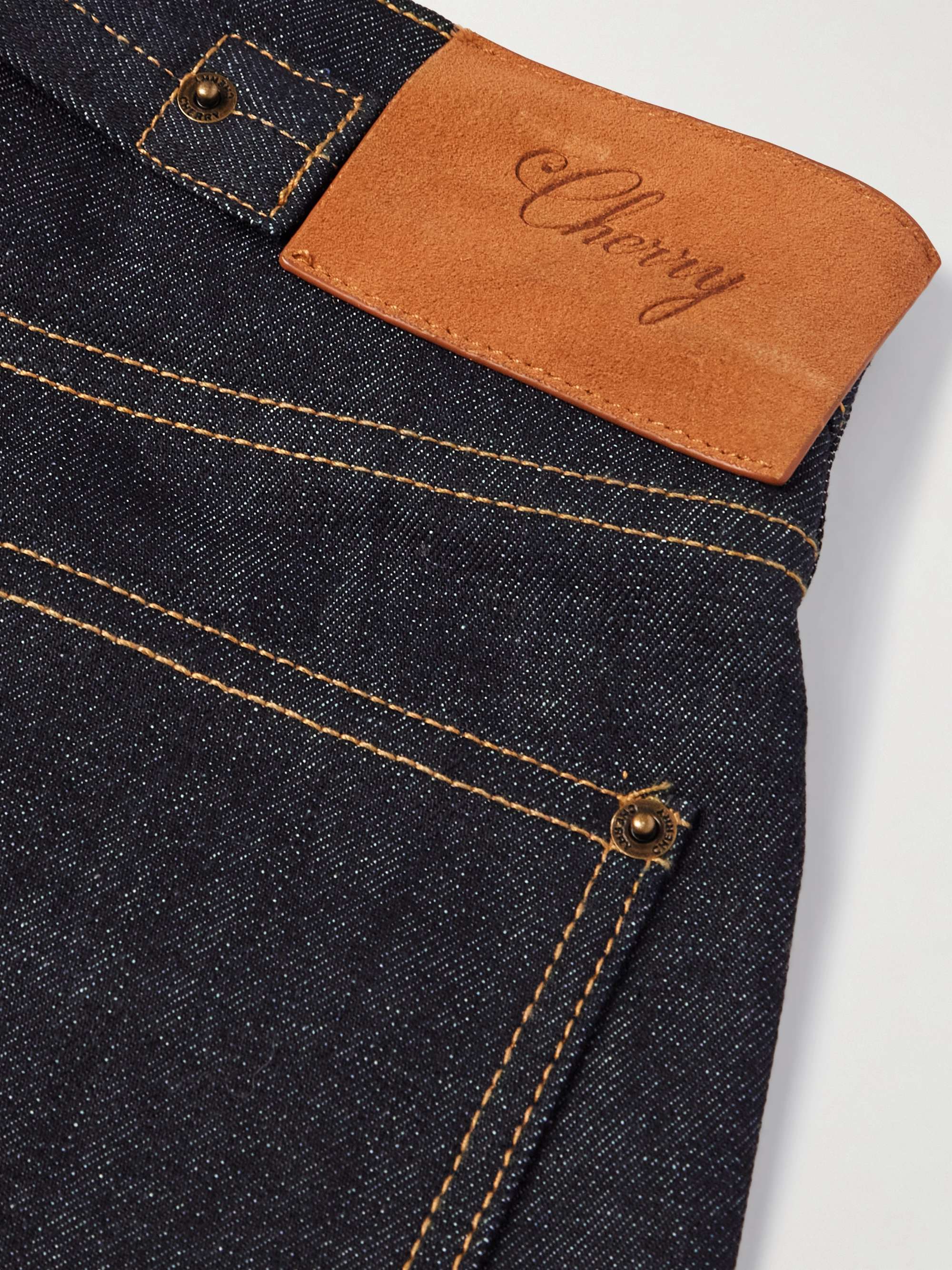 Straight-Leg Panelled Indigo-Dyed Jeans view