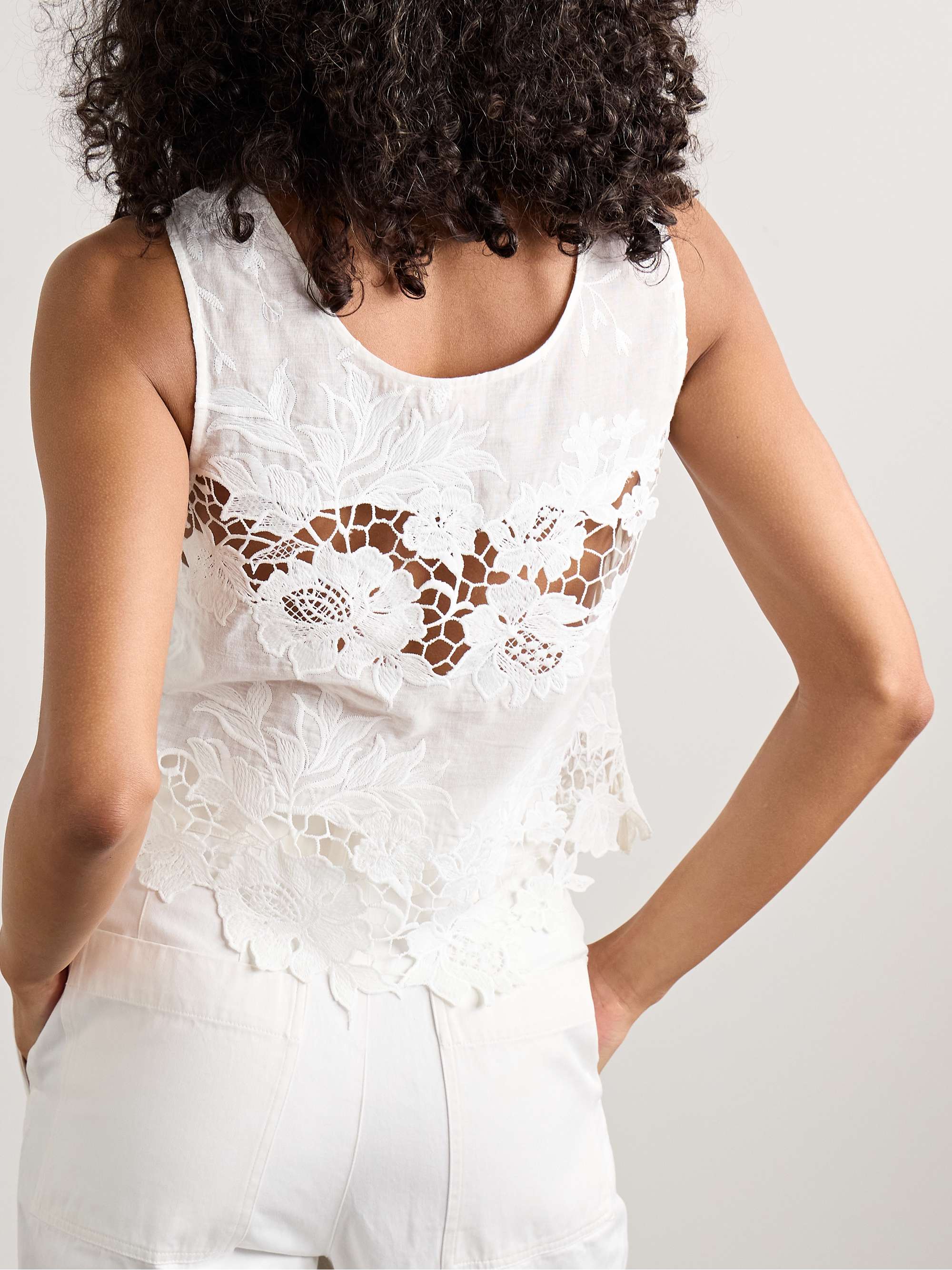 Certaldo guipiure lace-trimmed cotton-voile tank view