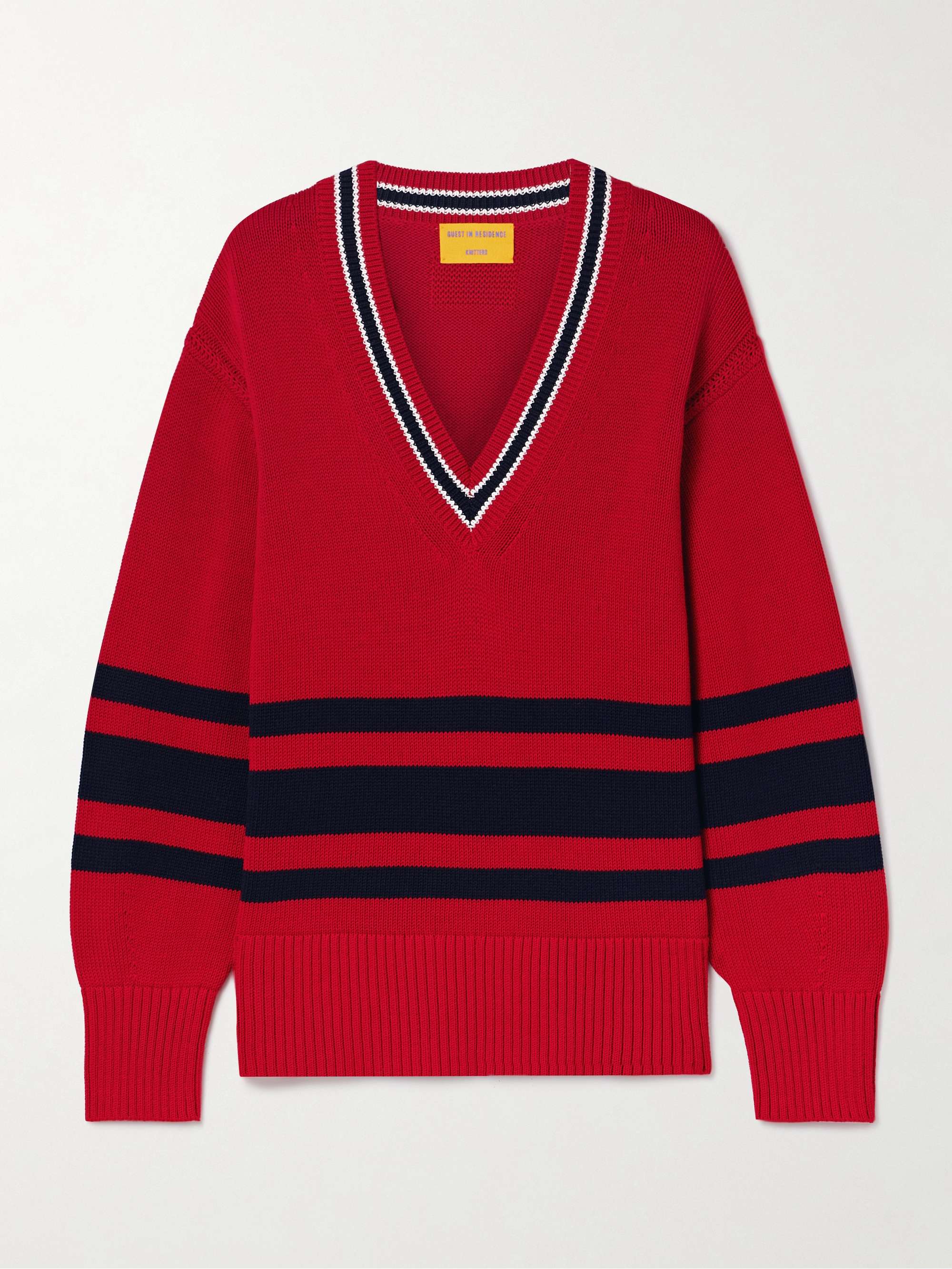 Striped knitted cotton sweater view
