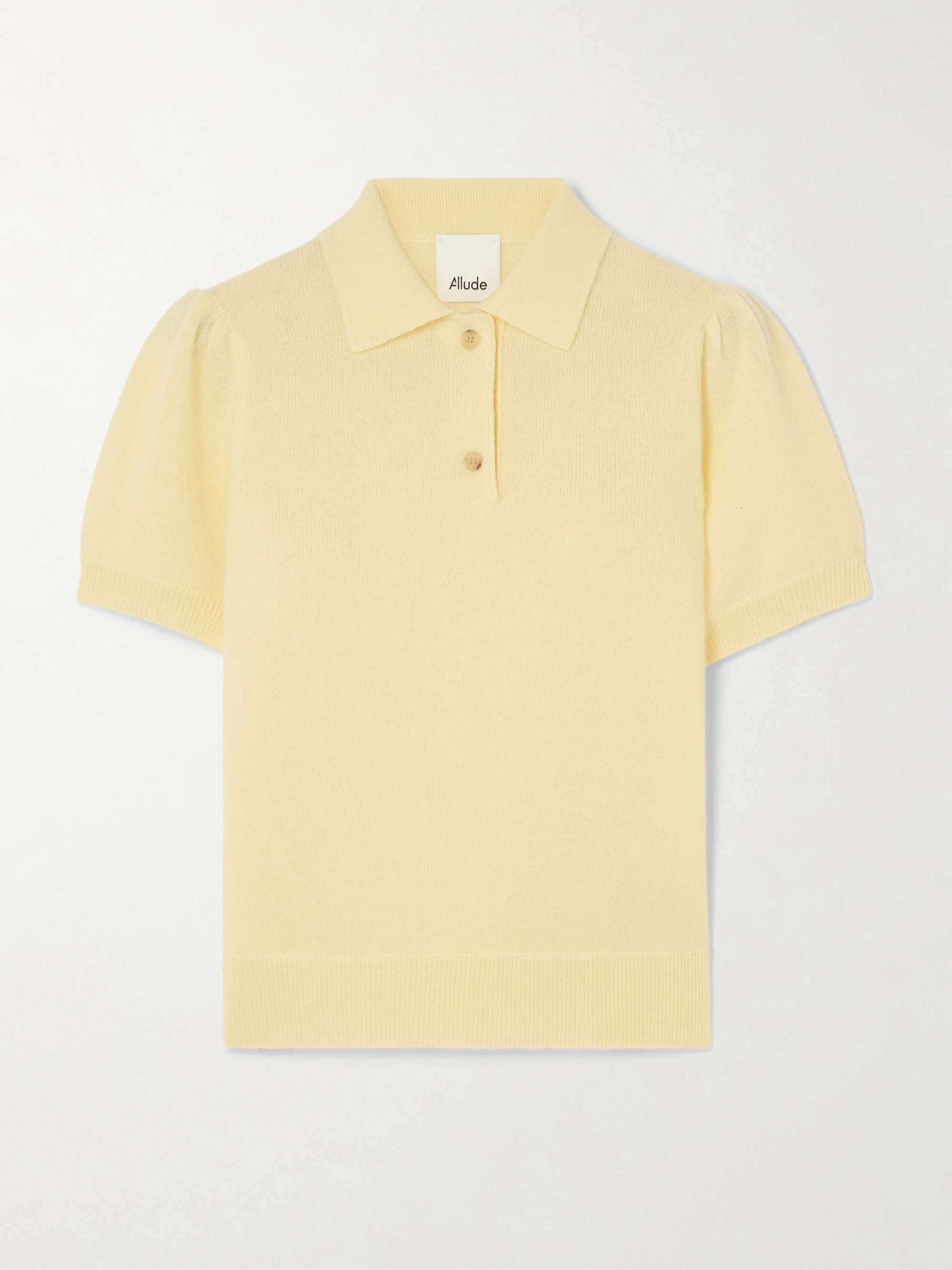 Cropped cashmere polo shirt view