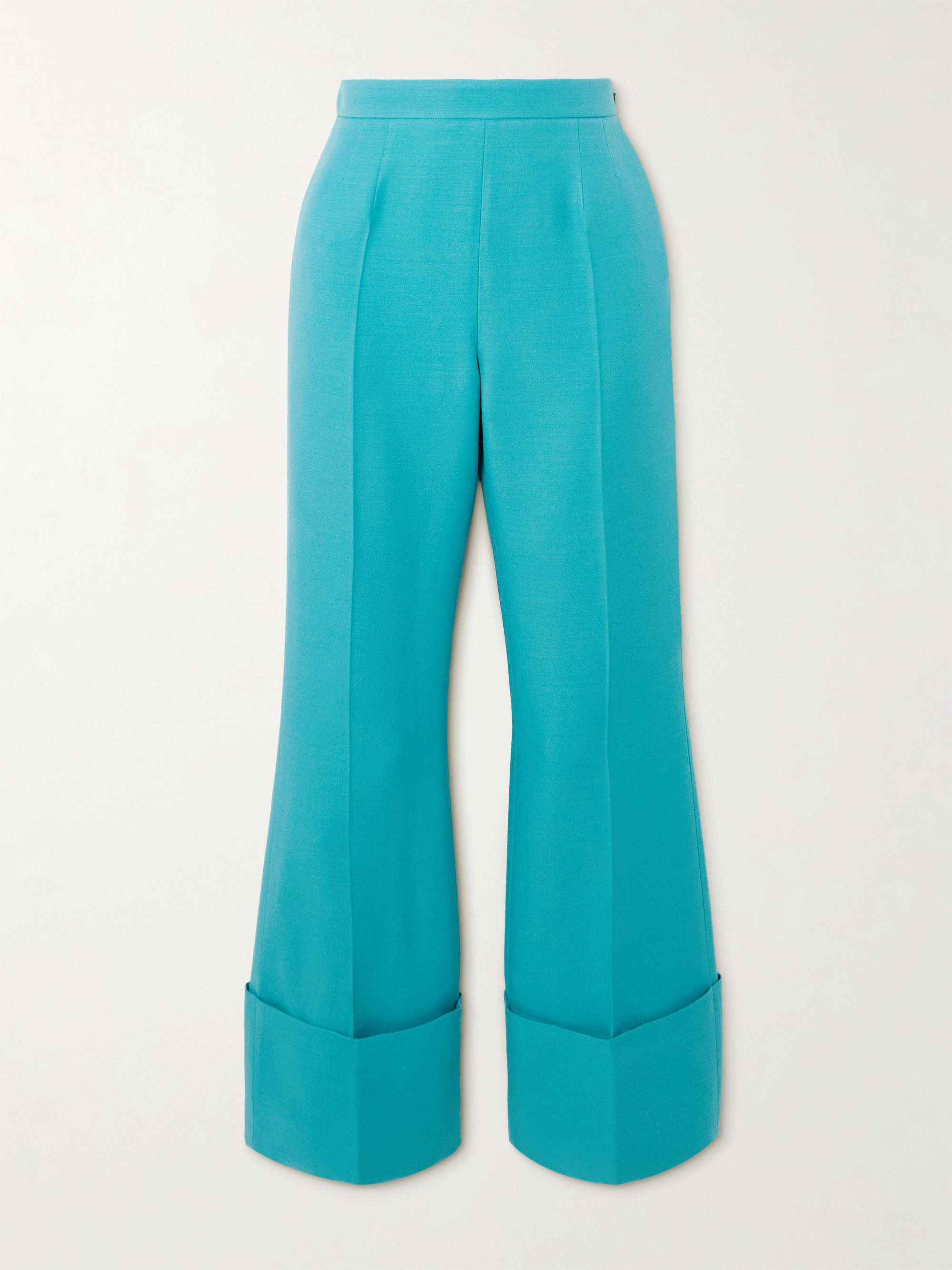 Wool and silk-blend crepe straight-leg pants view