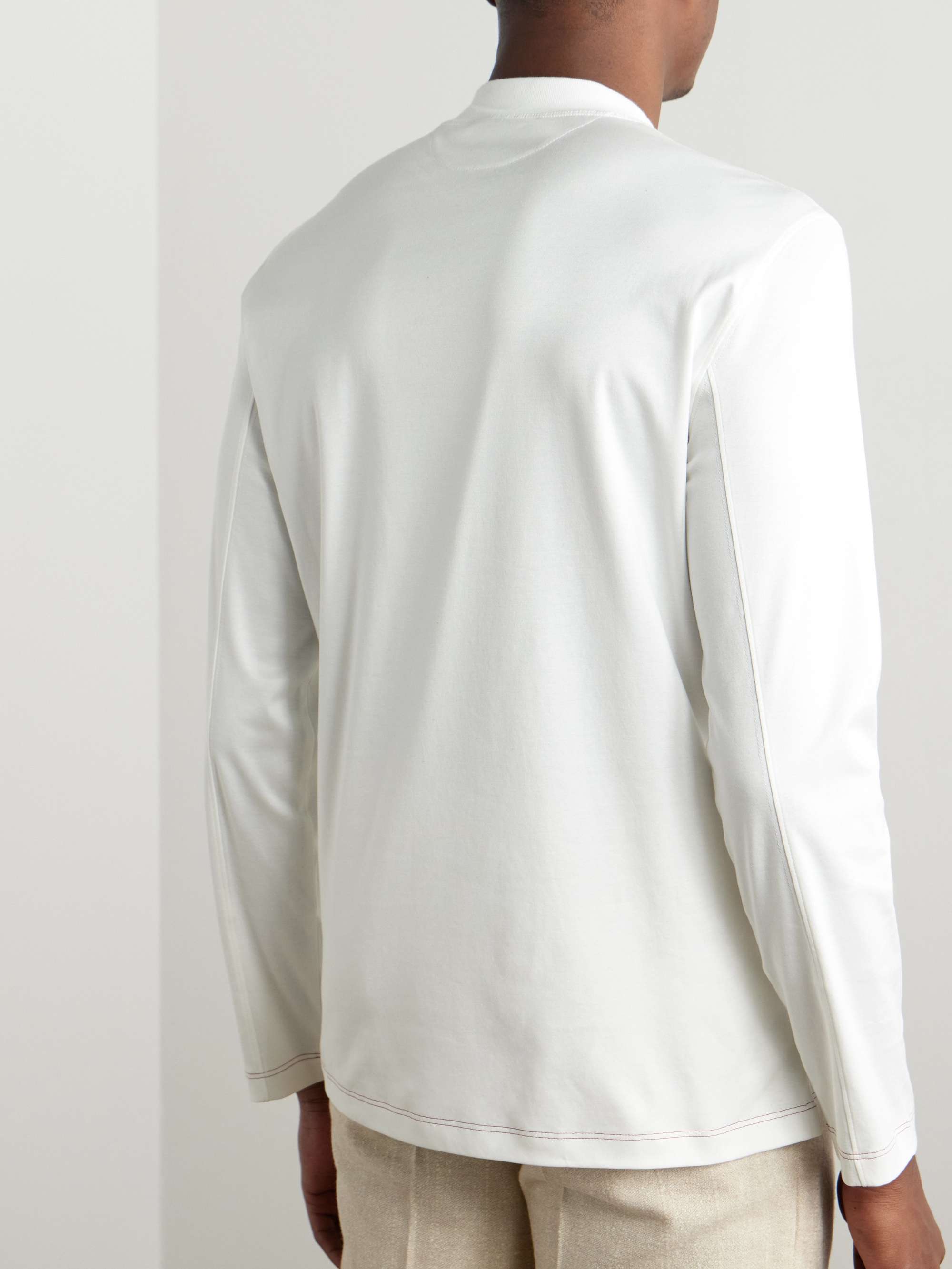 Logo-Embroidered Cotton-Jersey Mock-Neck T-Shirt view
