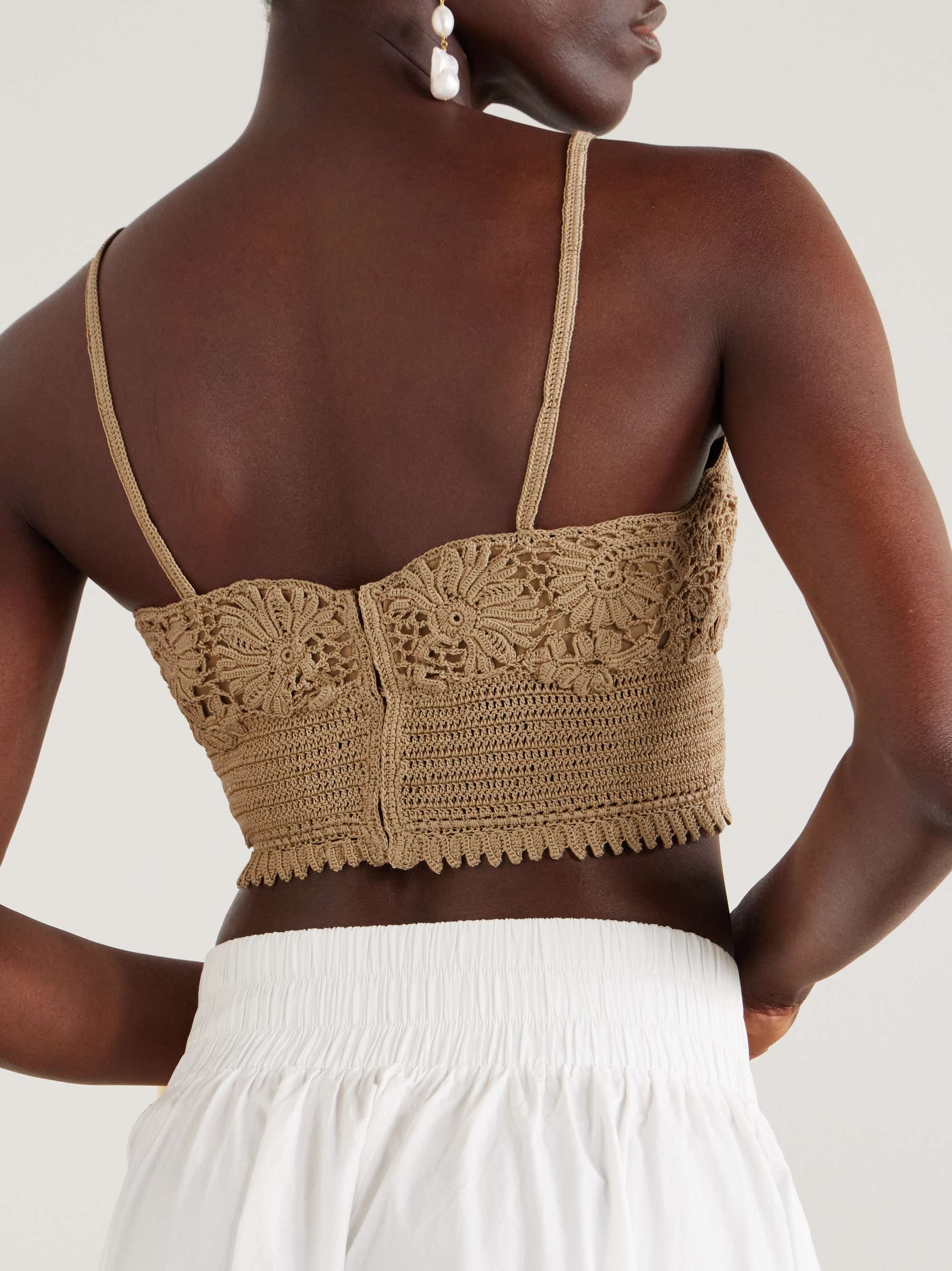 Cropped crocheted cotton top view