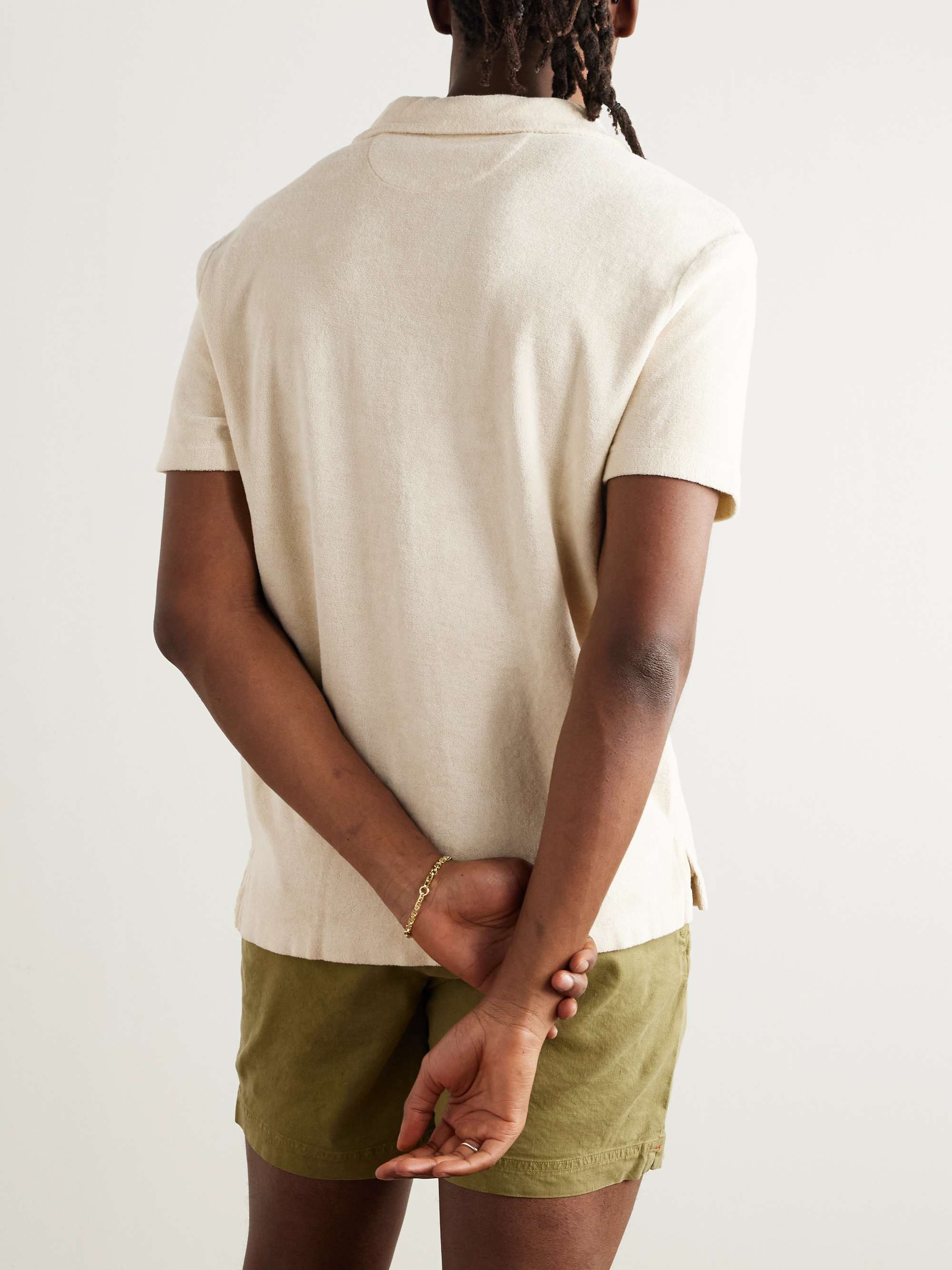 Logo-Embroidered Garment-Dyed Cotton-Terry Polo Shirt view