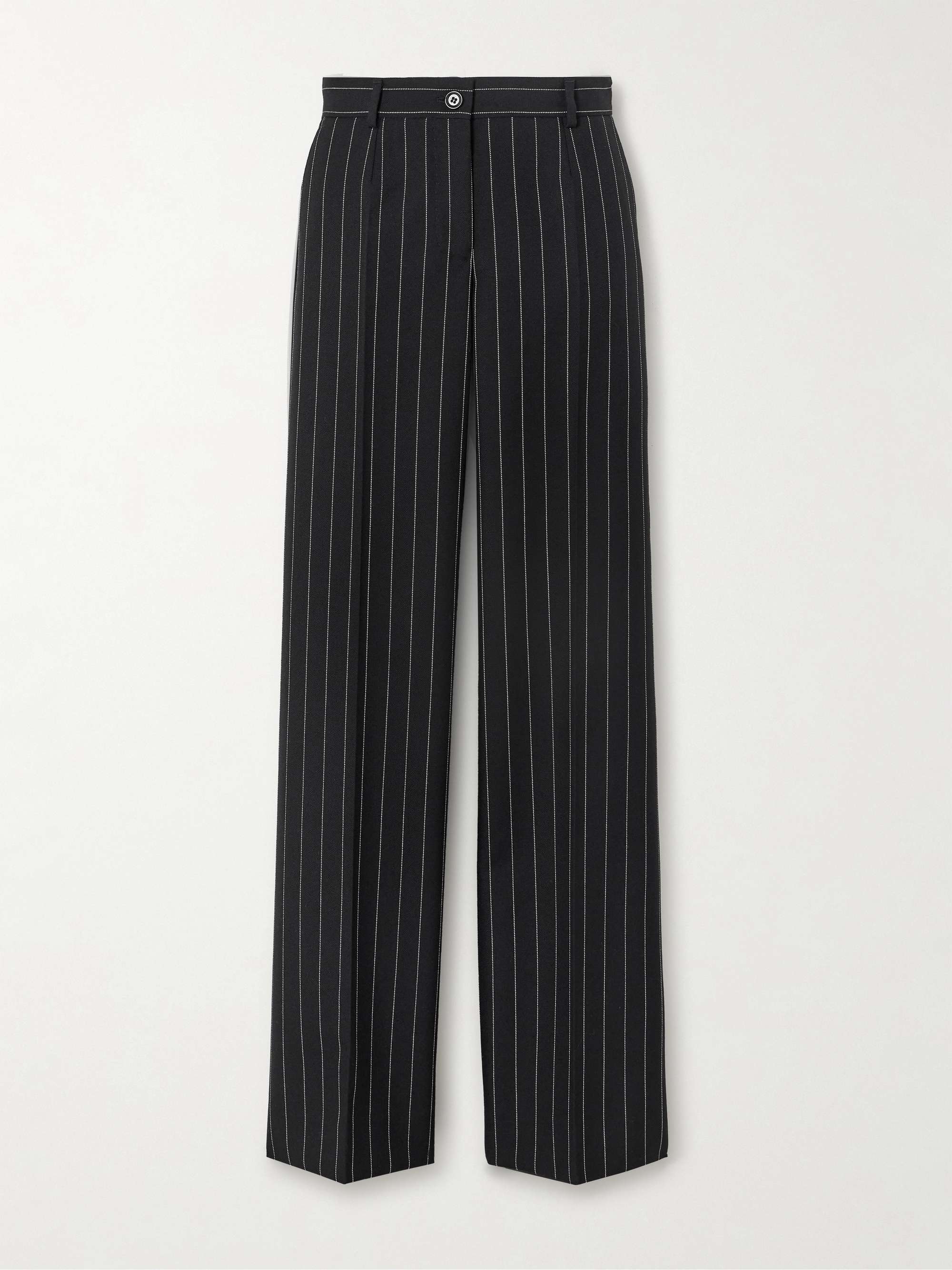 Pinstriped wool wide-leg pants view
