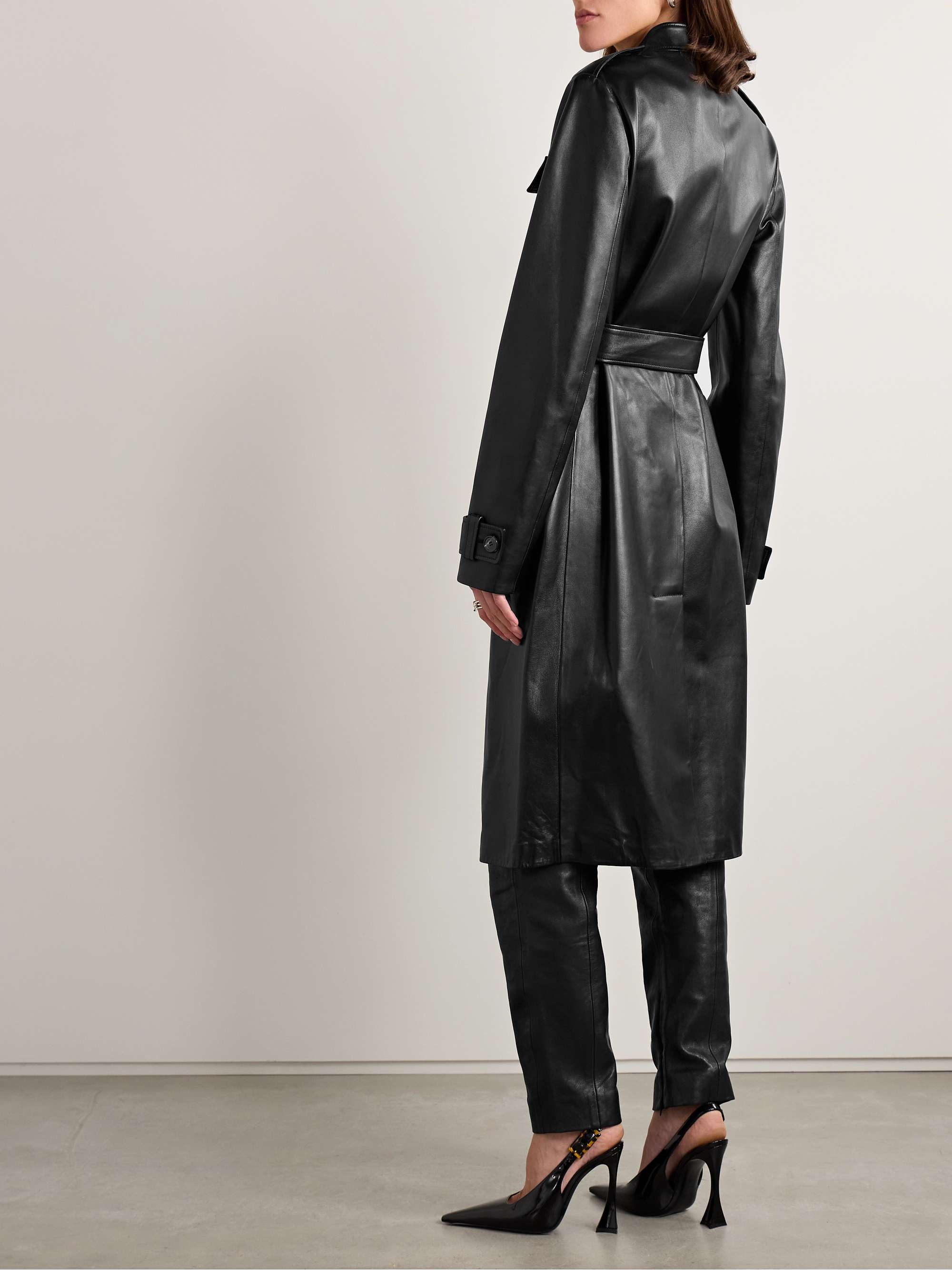 Celine belted leather trench coat view