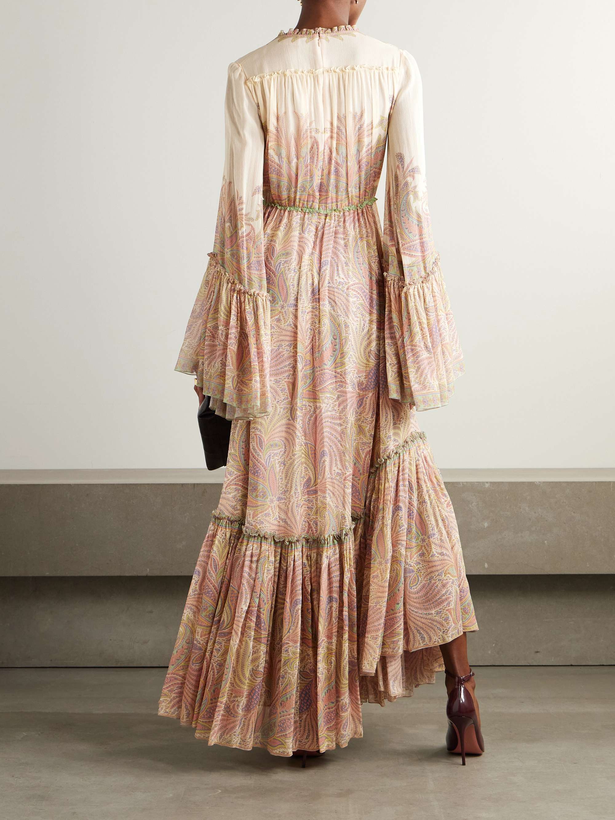 Tiered ruffled printed silk-crepon maxi dress view