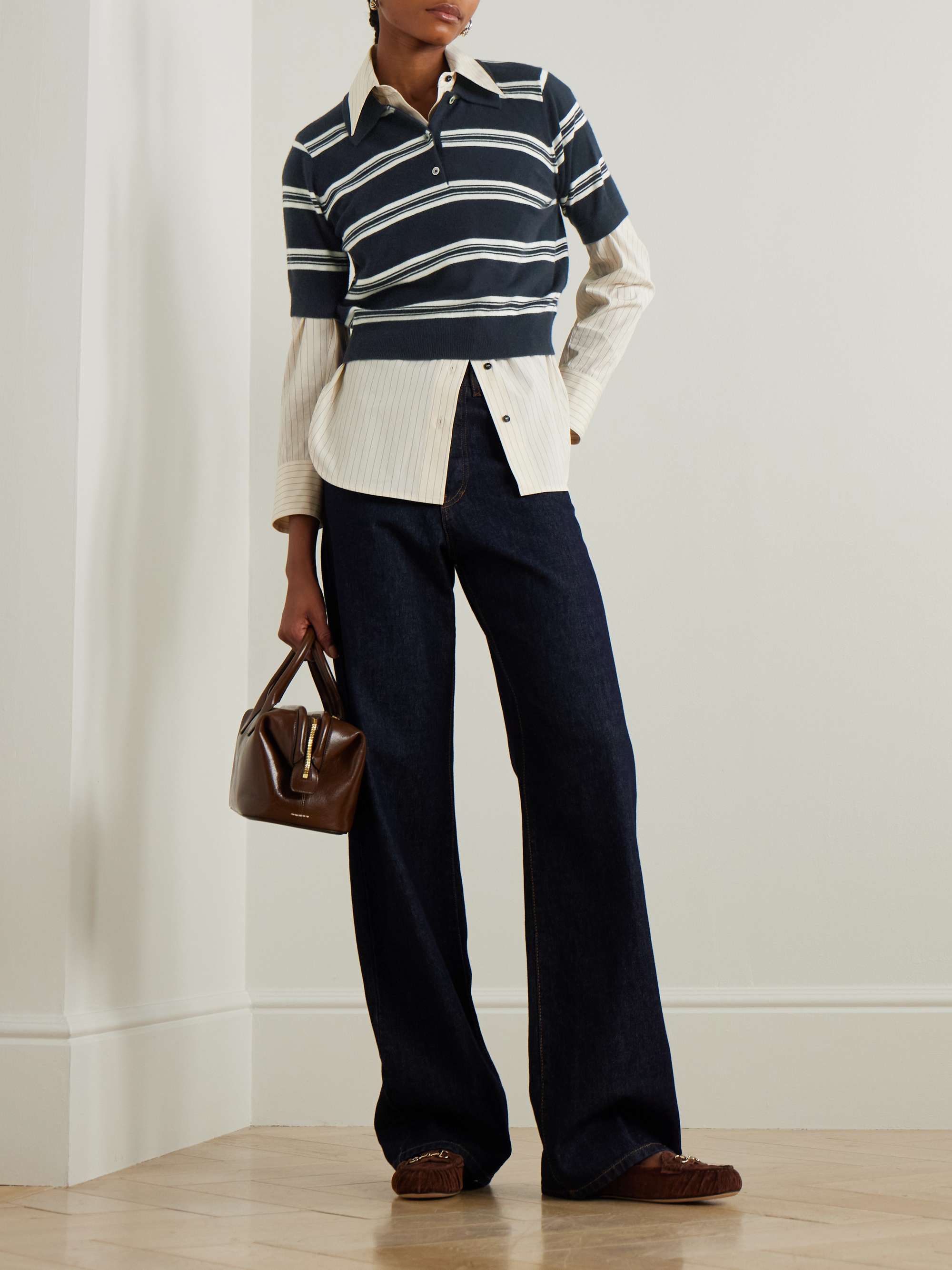 Octavia striped cashmere polo shirt view