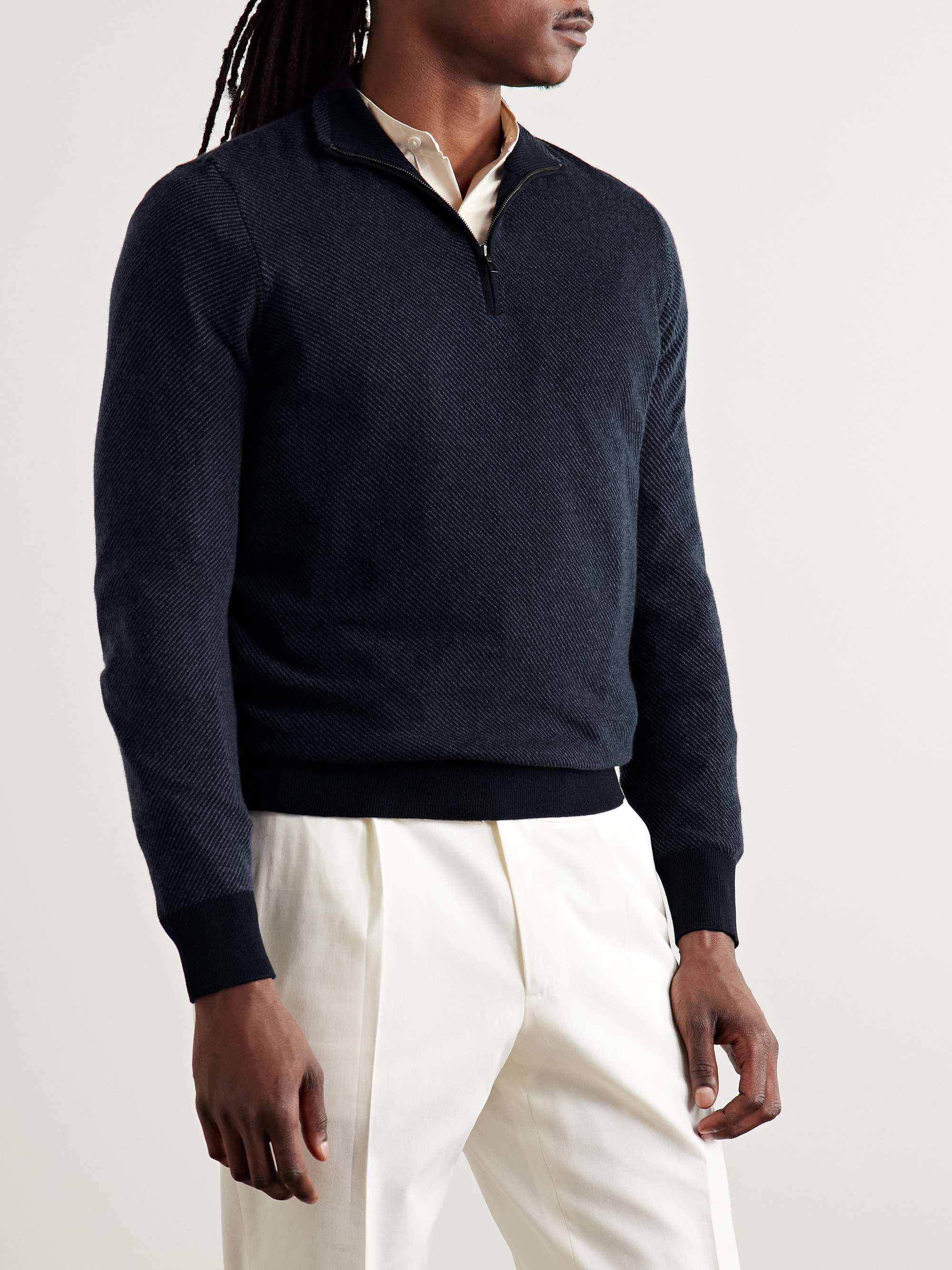 Roadster Striped Cashmere Half-Zip Sweater view