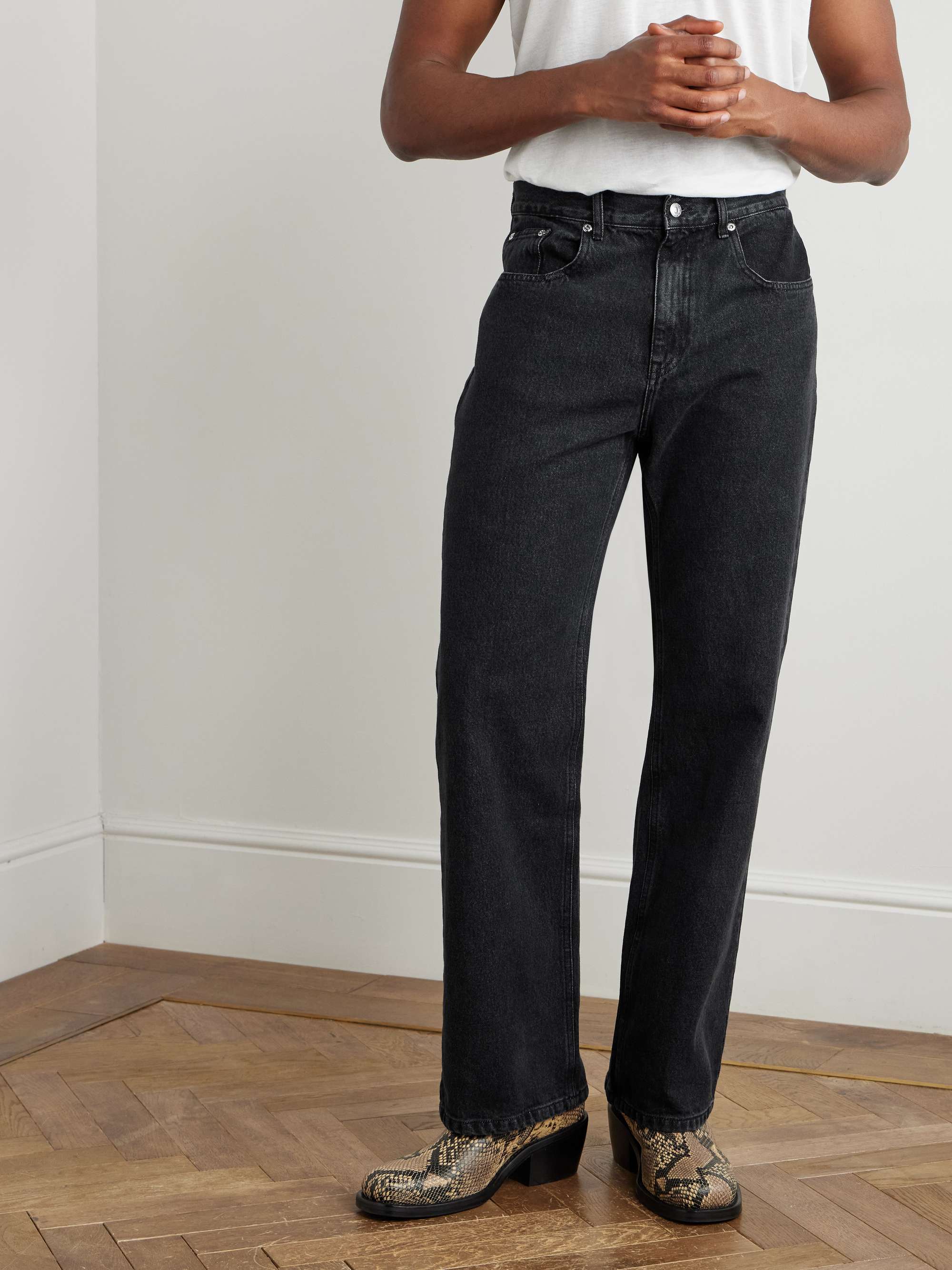 Valluco Straight-Leg Stone-Washed Jeans view