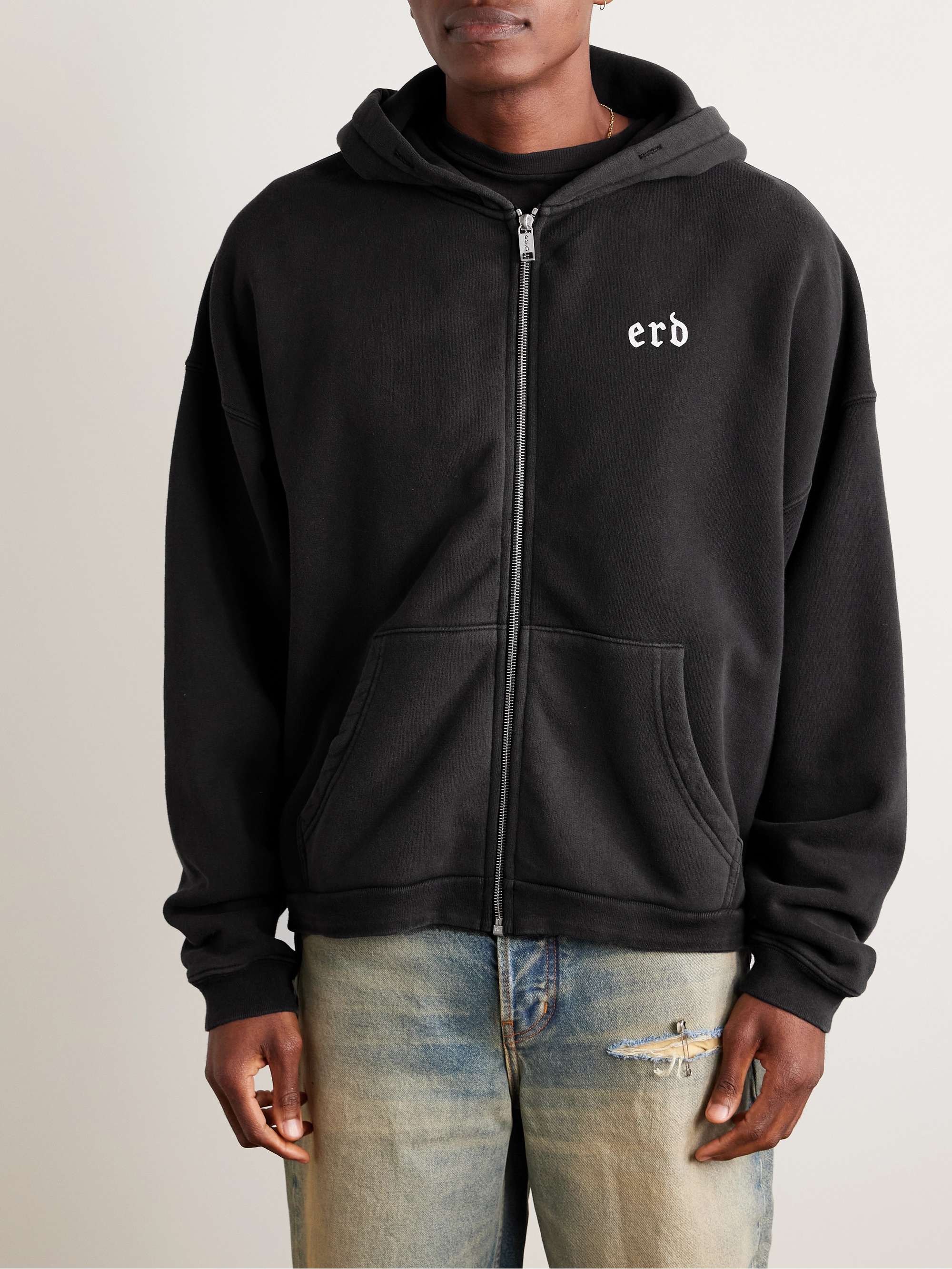 Printed Cotton-Jersey Zip-Up Hoodie view