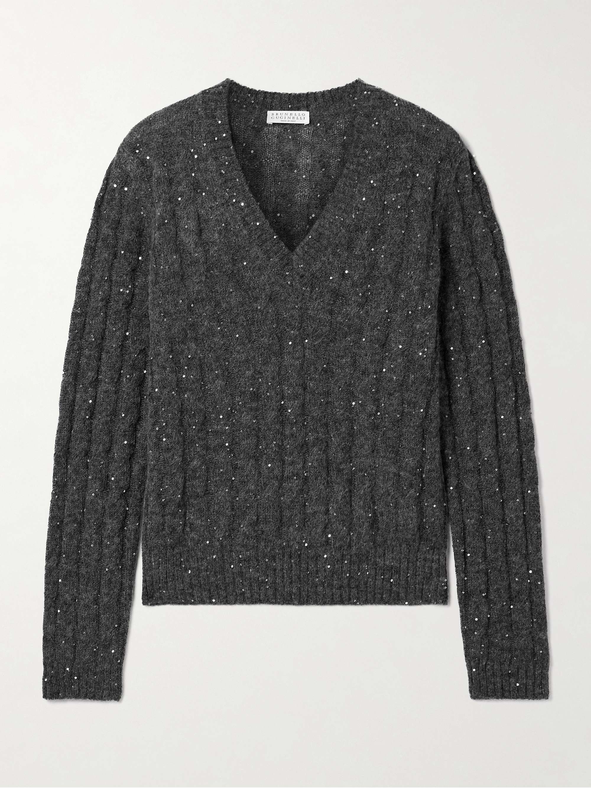 Sequin-embellished cable-knit sweater view