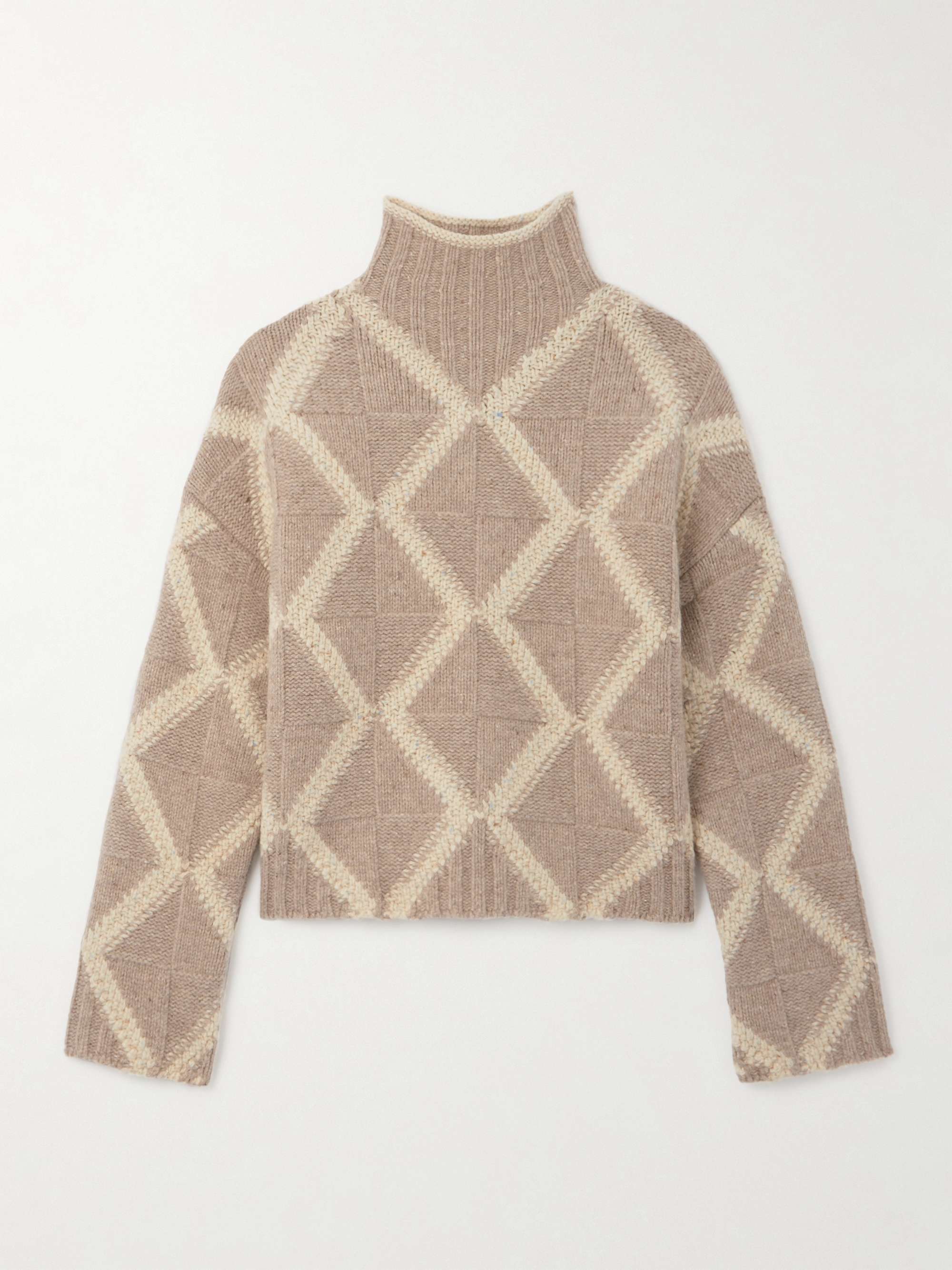 Argyle intarsia-knit wool turtleneck sweater view