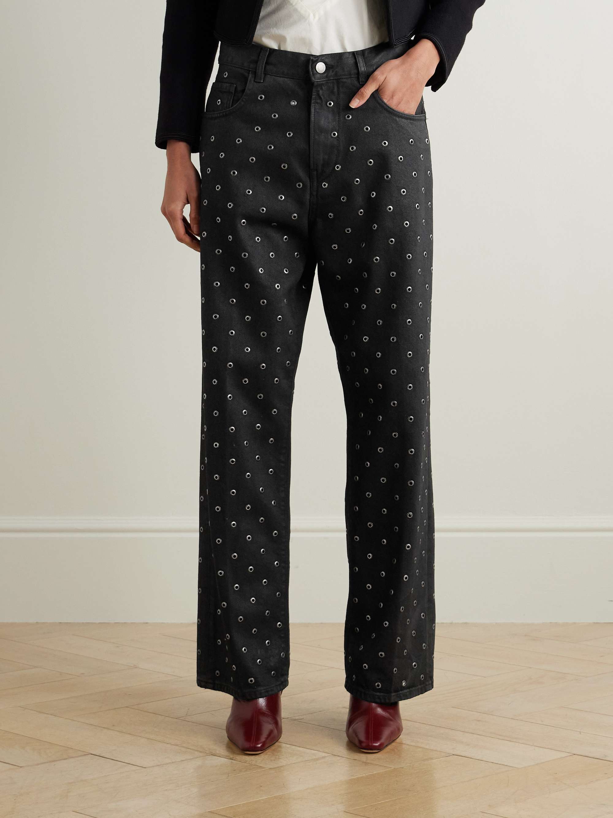 Bonnie embellished high-rise straight-leg jeans view