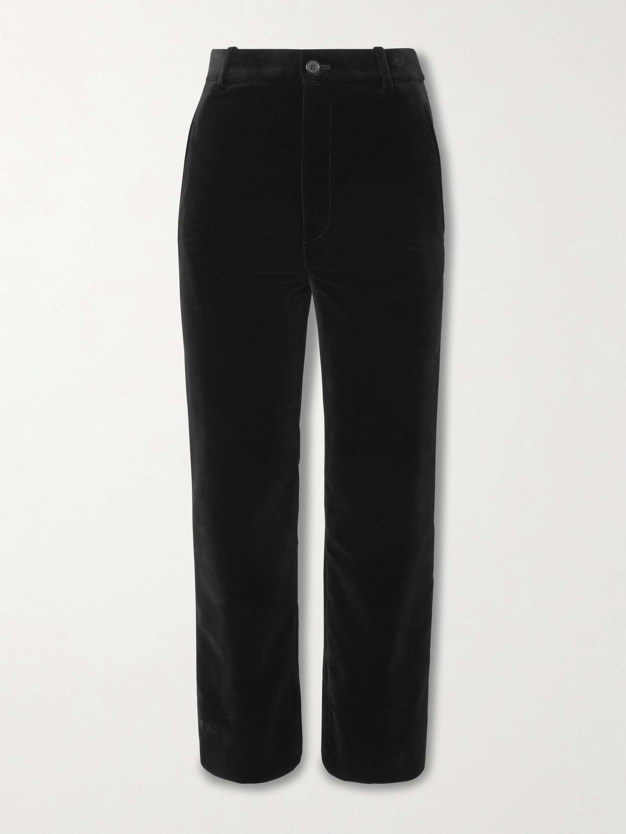 Cotton-velvet cropped slim-leg pants view