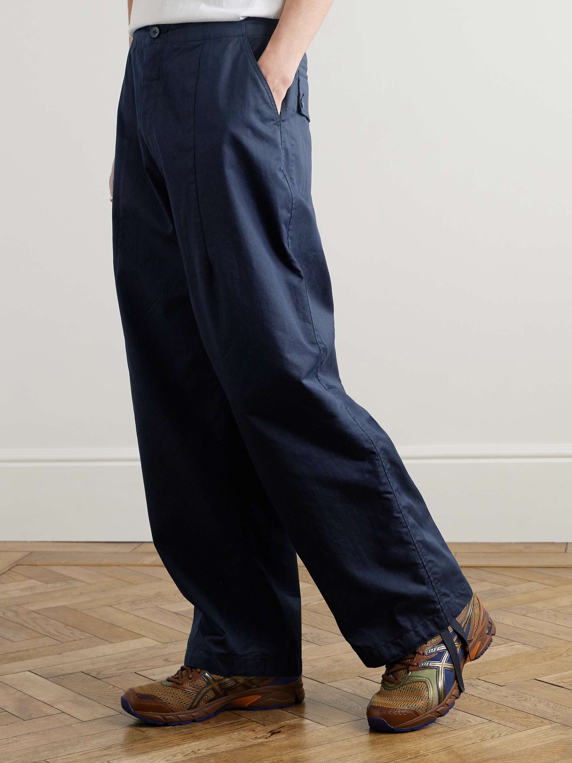 Wide-Leg Cotton-Blend Trousers view
