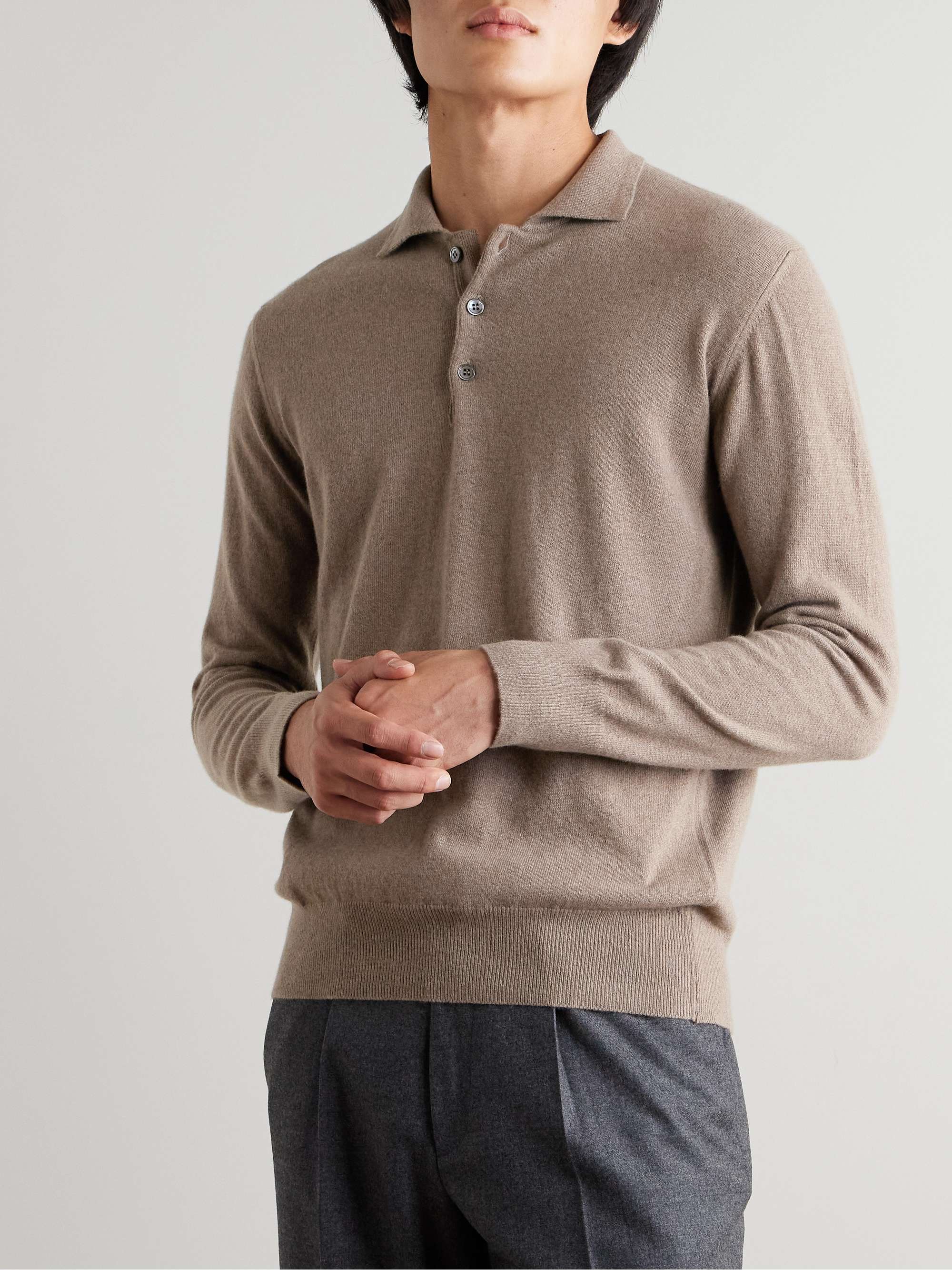 Wade Merino Wool and Cashmere-Blend Polo Shirt view