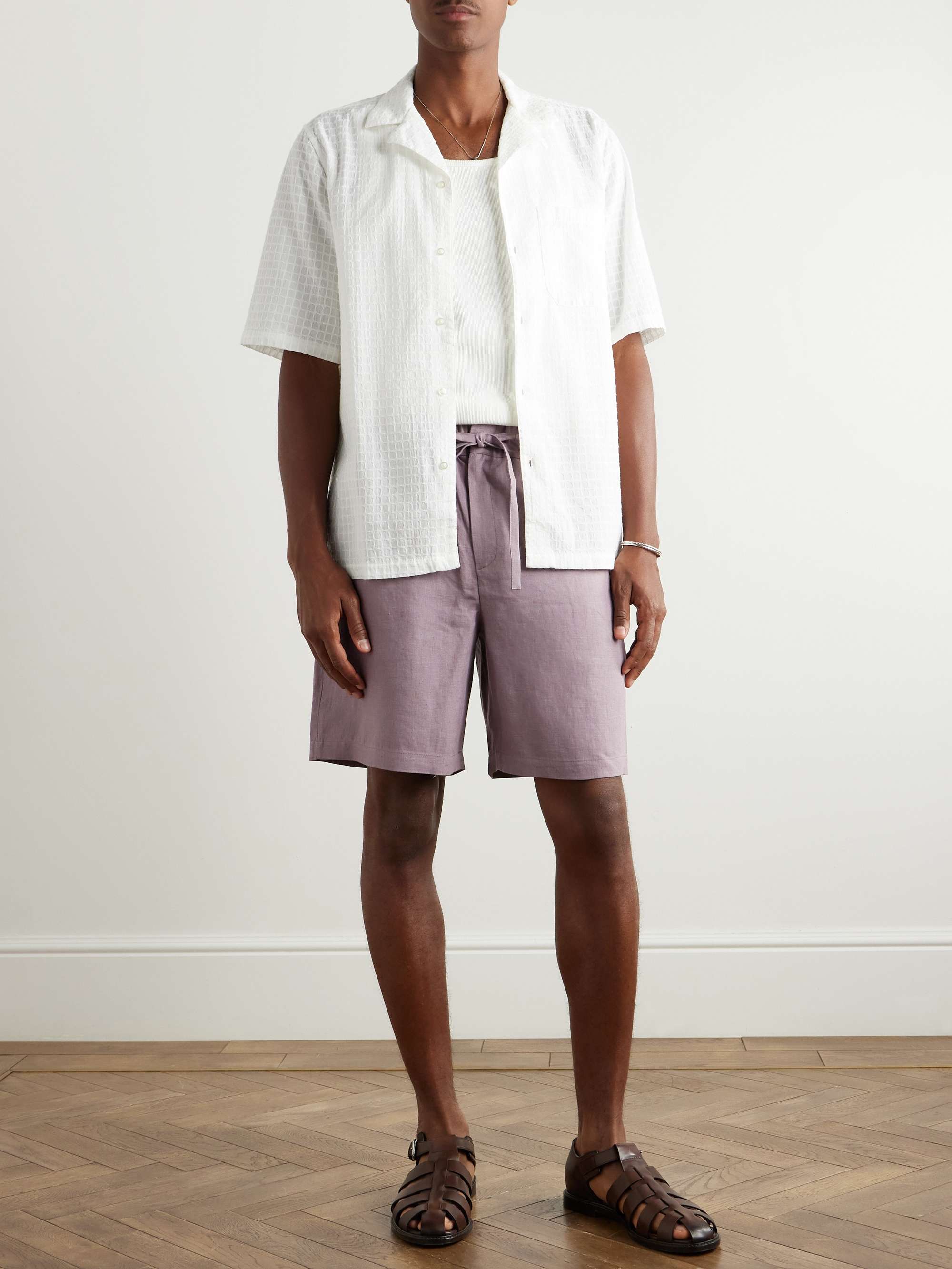 Lounge Straight-Leg Linen Shorts view