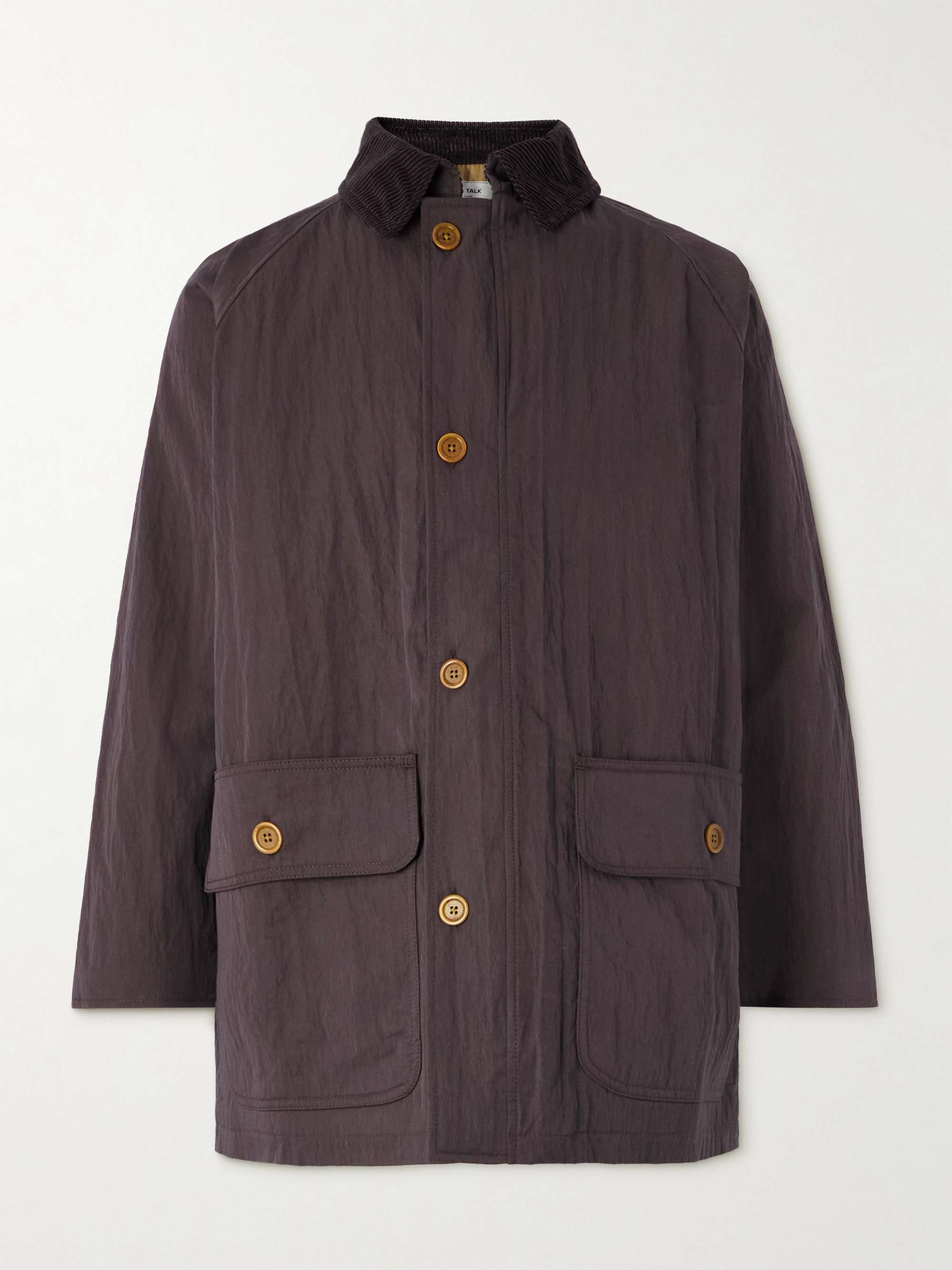 Corduroy-Trimmed Crinkled-Gabardine Jacket view