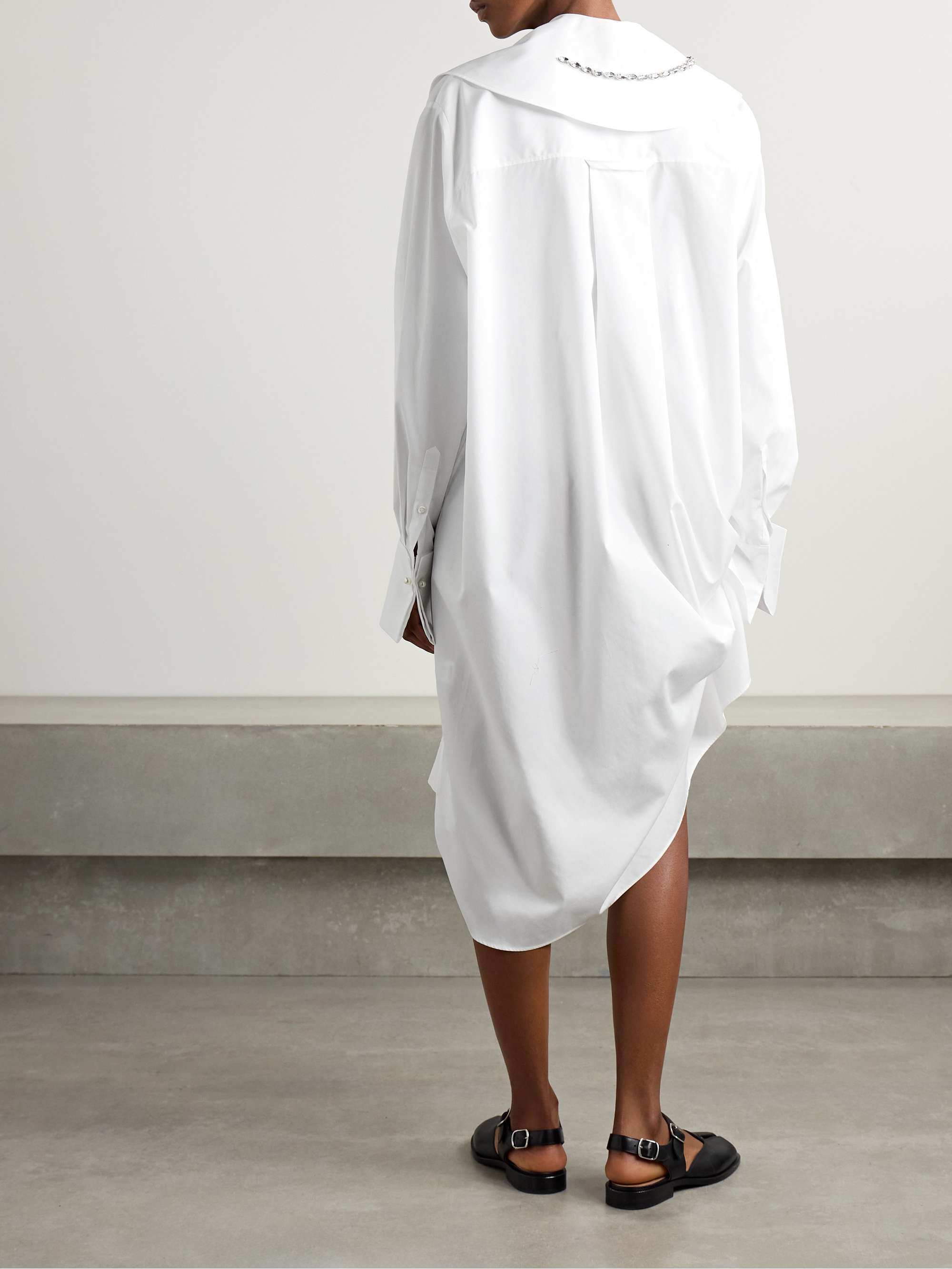 Embellished gathered cotton shirt dress view