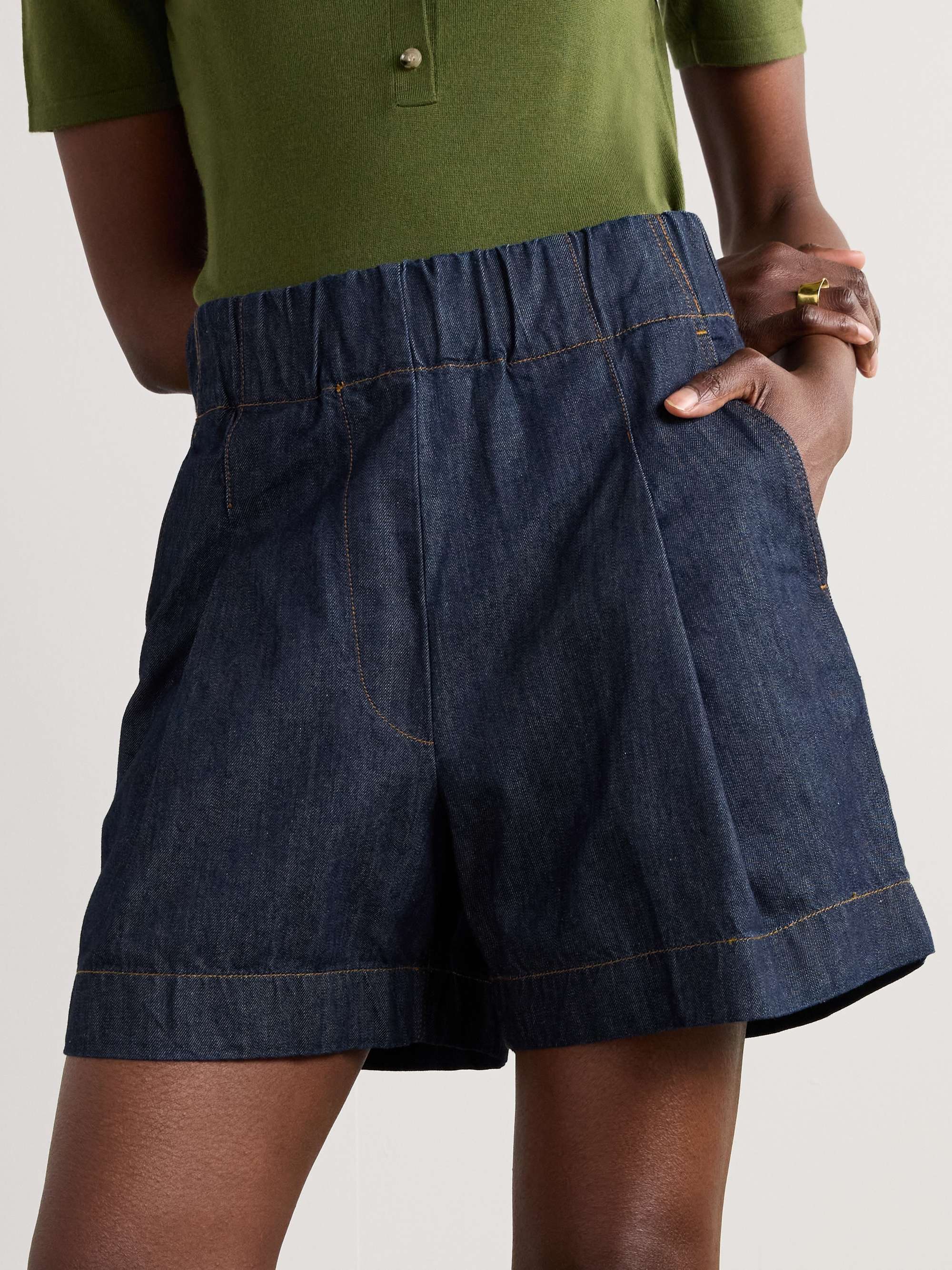 Pila pleated denim shorts view