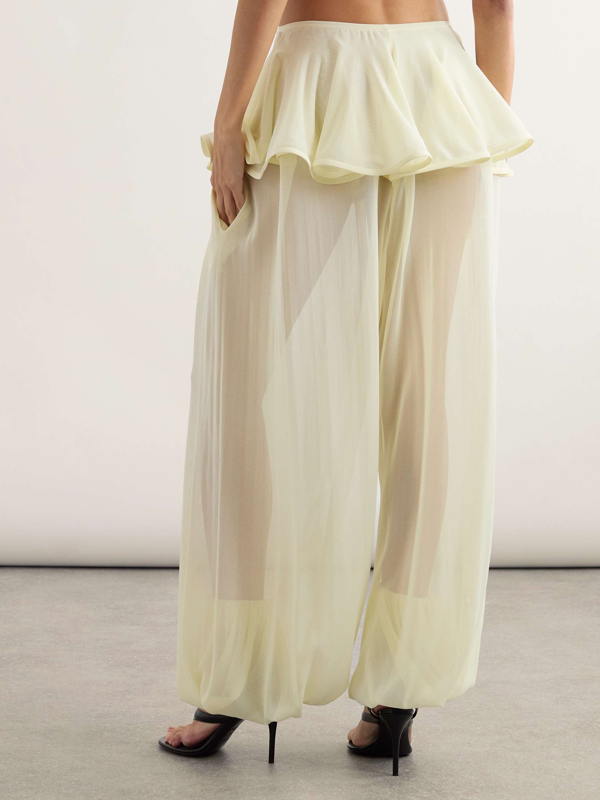 Pleated georgette peplum tapered pants view