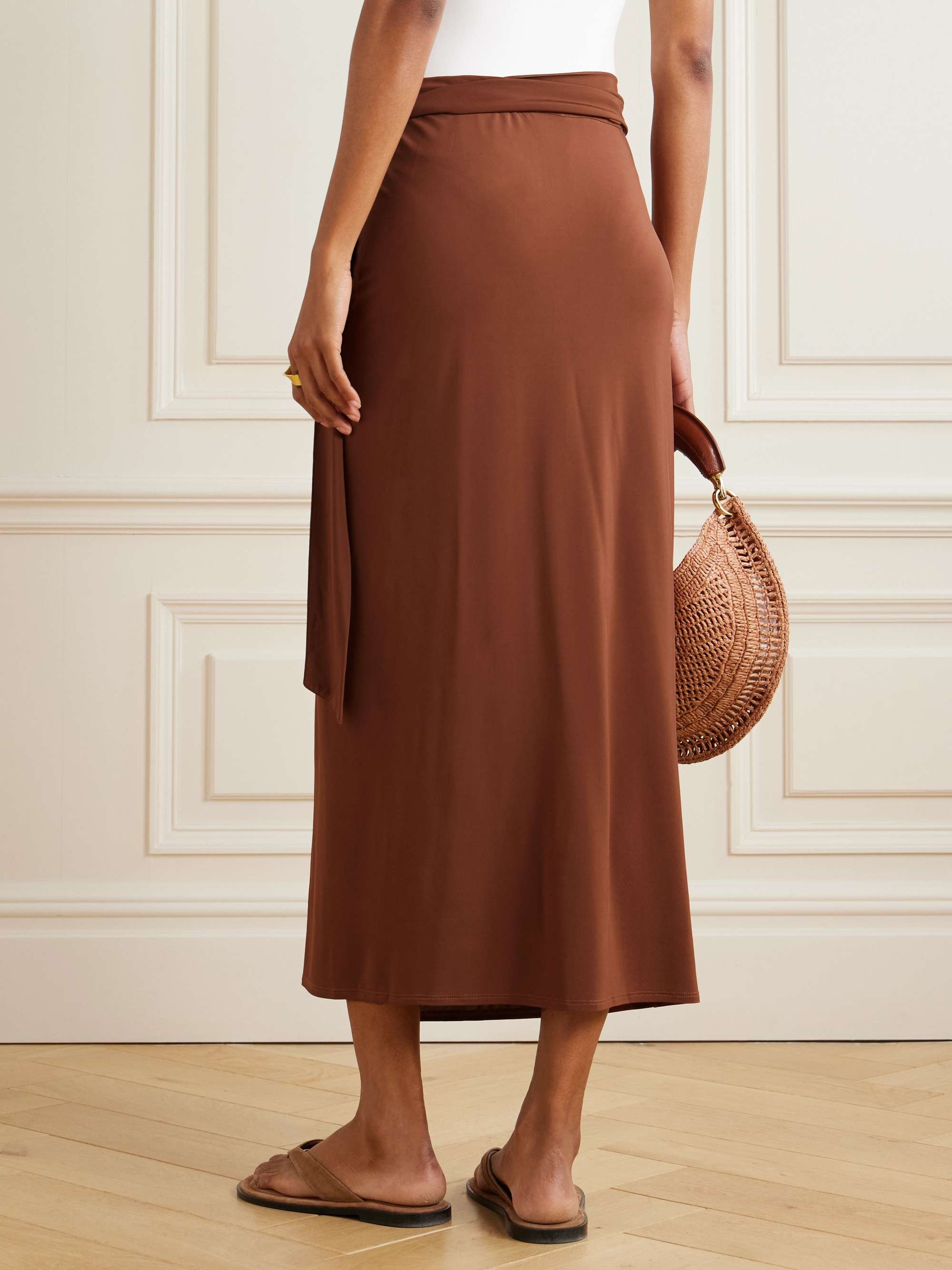 Pevera stretch-jersey midi wrap skirt view