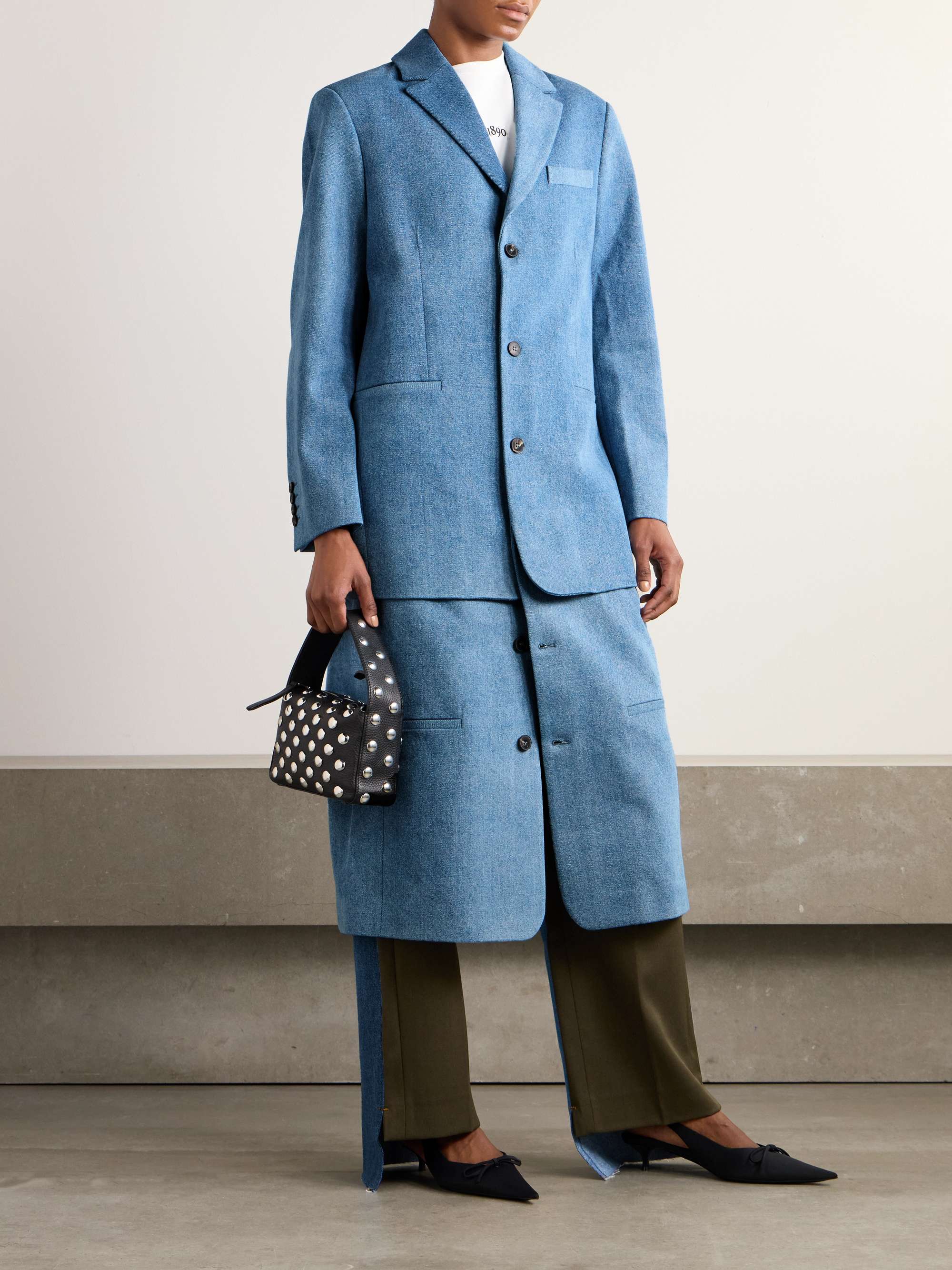 Atlas layered denim coat view