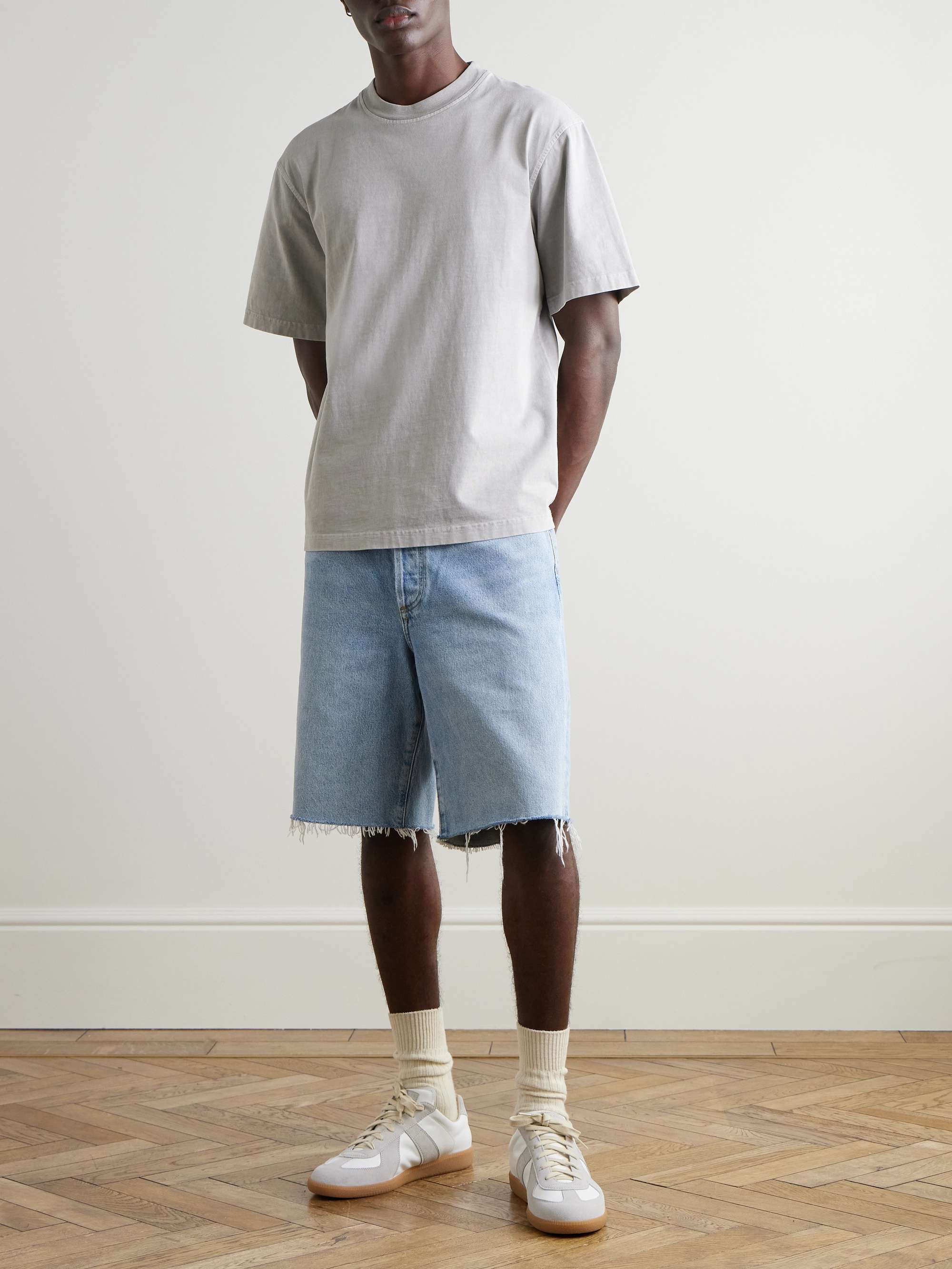 Anson Straight-Leg Frayed Denim Shorts view