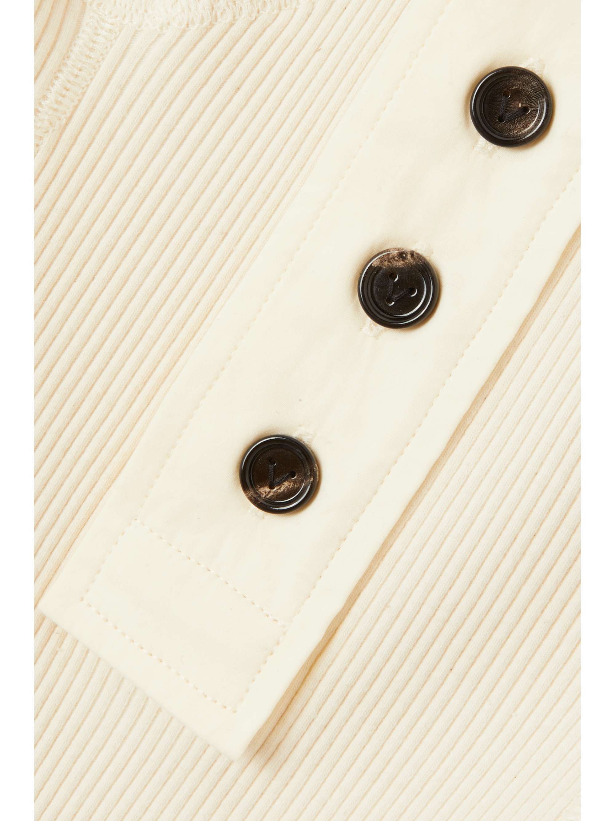 Ribbed stretch-cotton Henley top view
