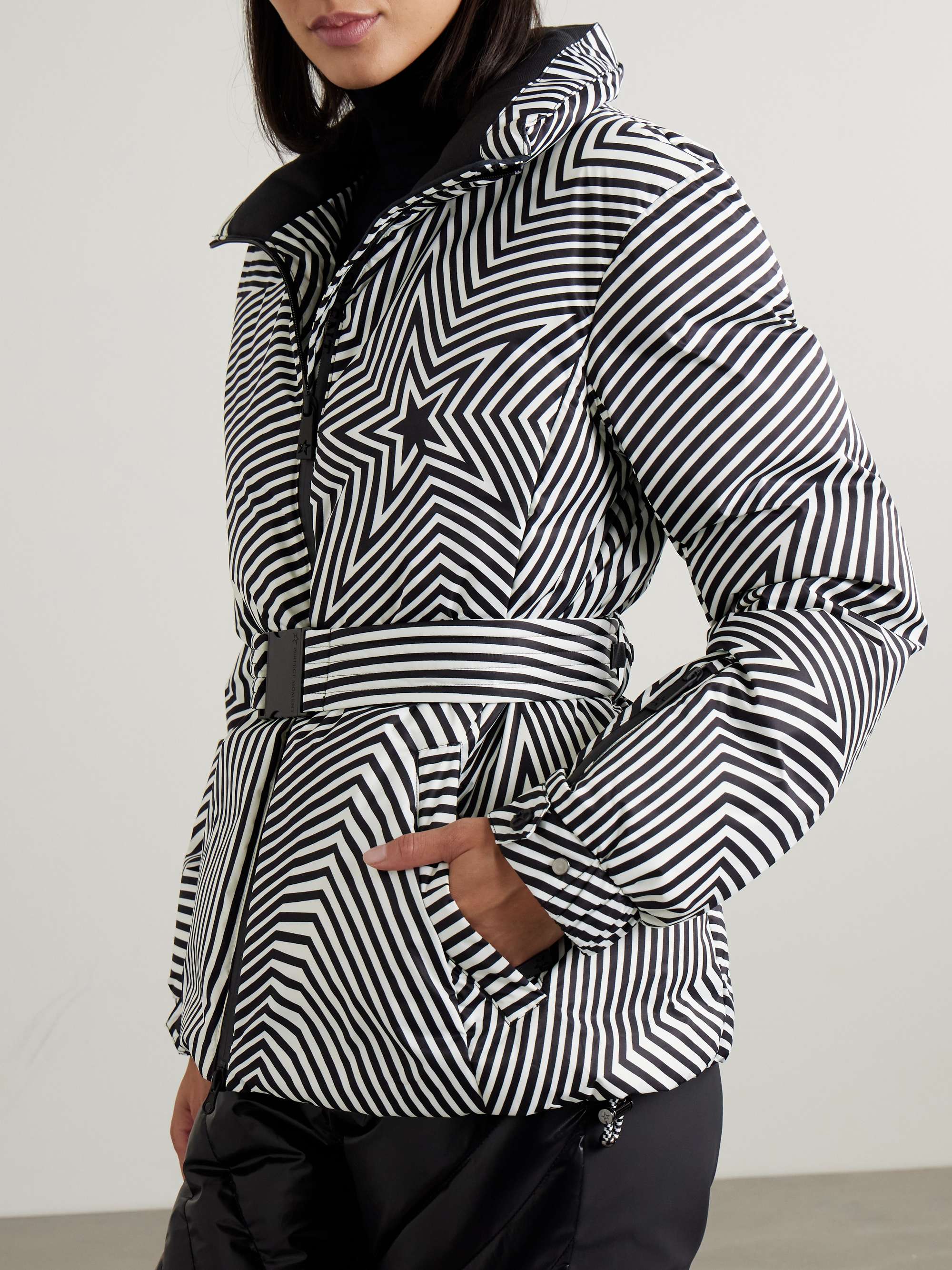 Candice hooded belted printed down ski jacket view