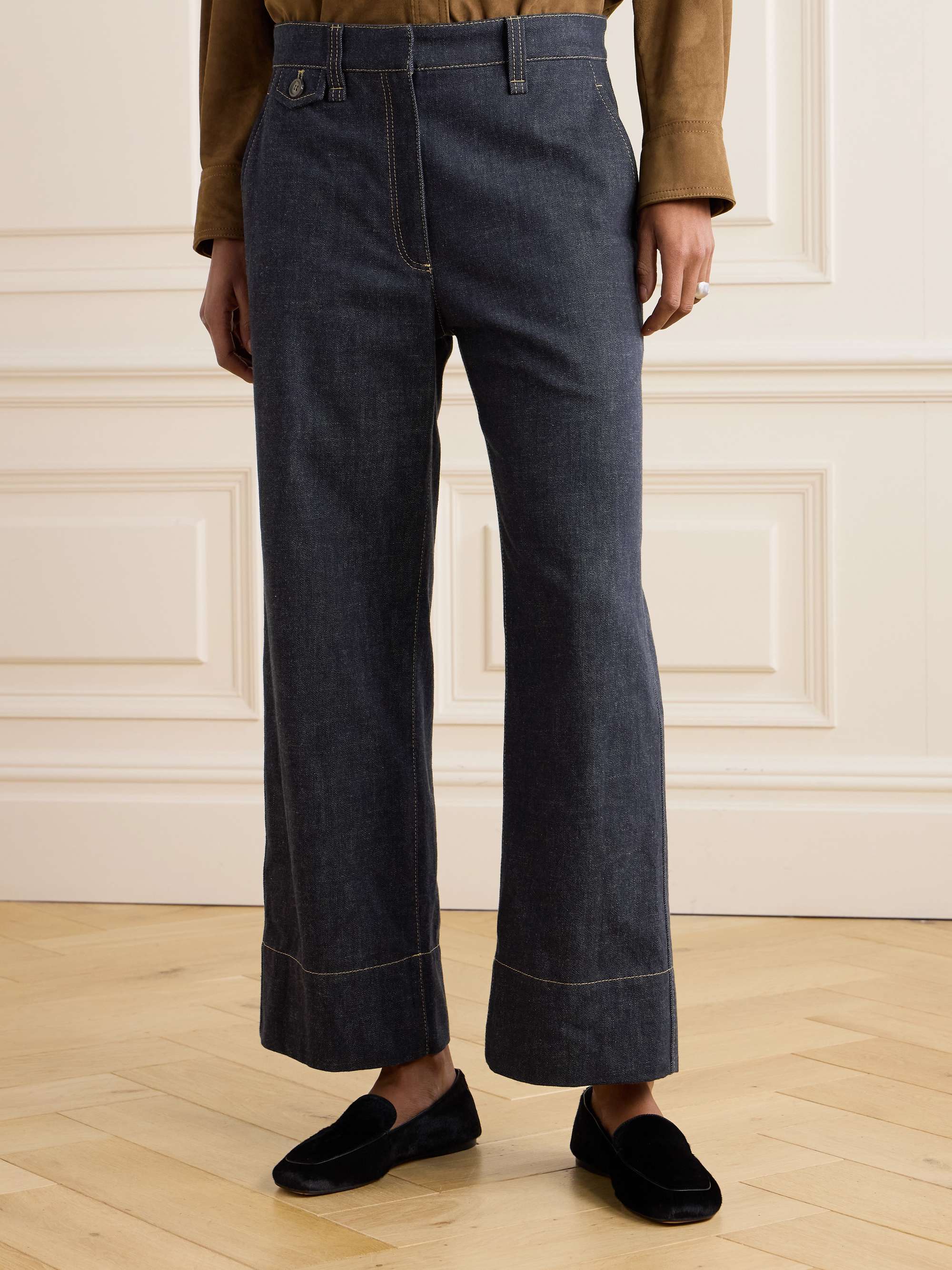 Cropped mid-rise wide-leg jeans view