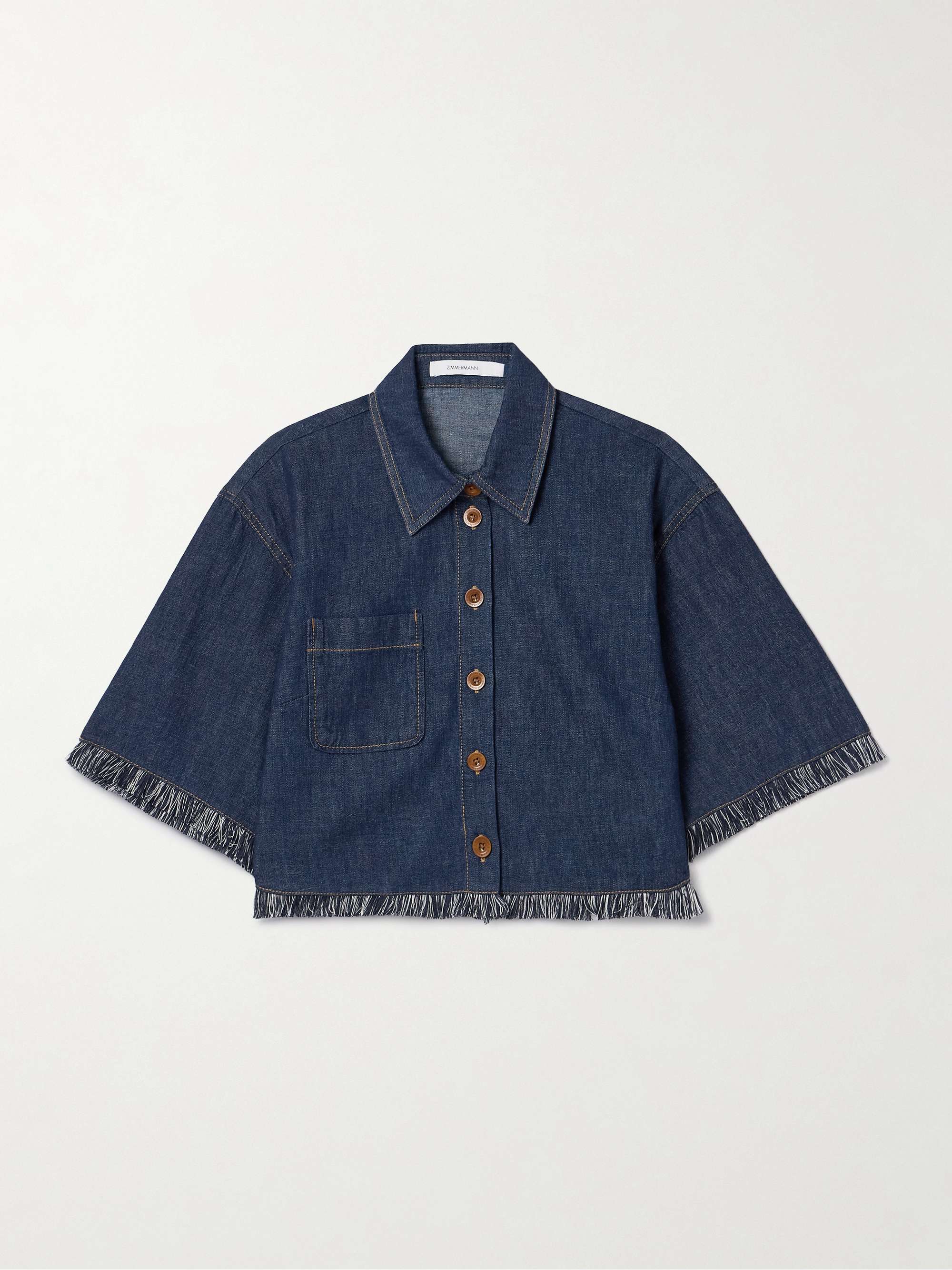 Rhiannon cropped frayed denim shirt view