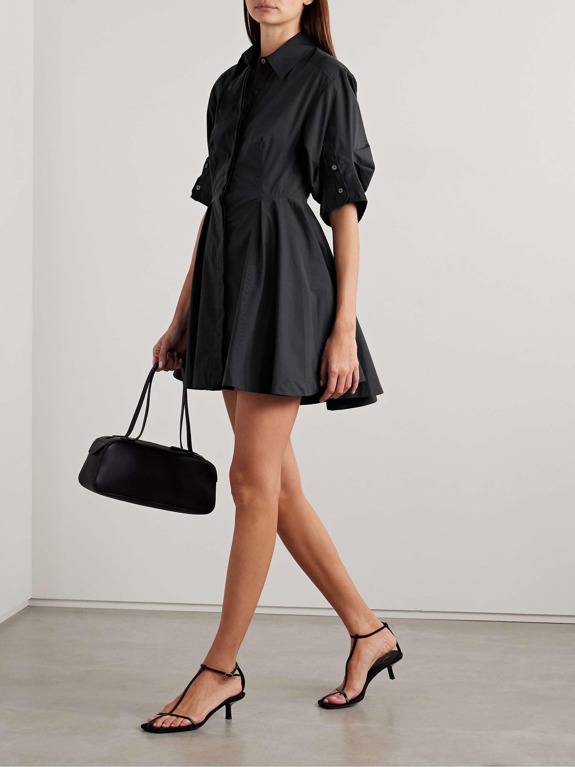 Jazzie pleated cotton-blend poplin mini shirt dress view