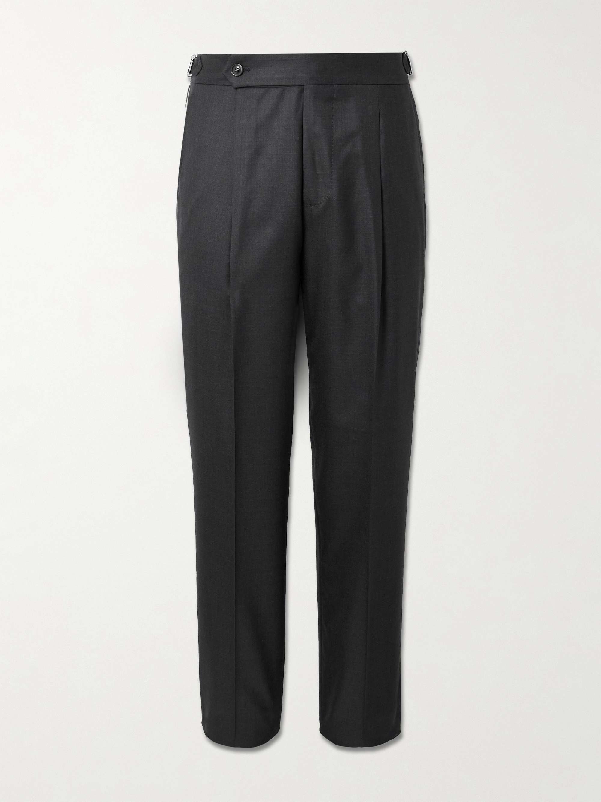 Pleated Virgin Wool and Silk-Blend Suit Trousers view