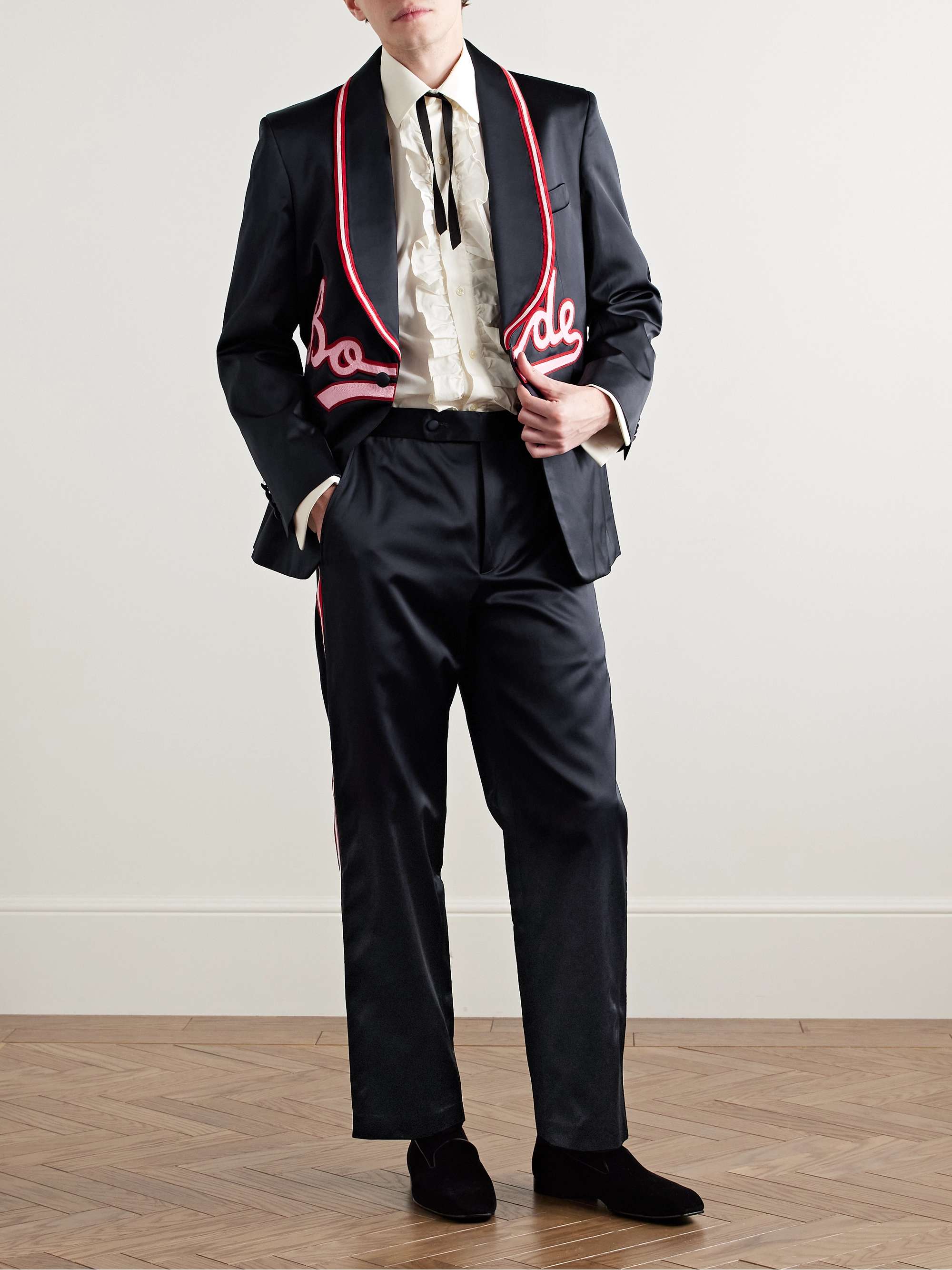 Major League Straight-Leg Striped Satin Trousers view